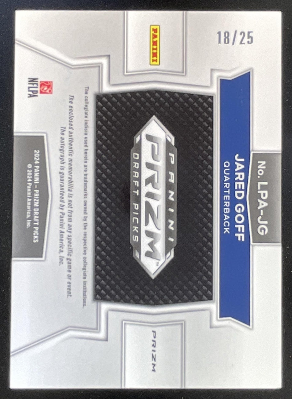 2024 Prizm Collegiate Draft Picks Legends Patch Tie-Dye Jared Goff