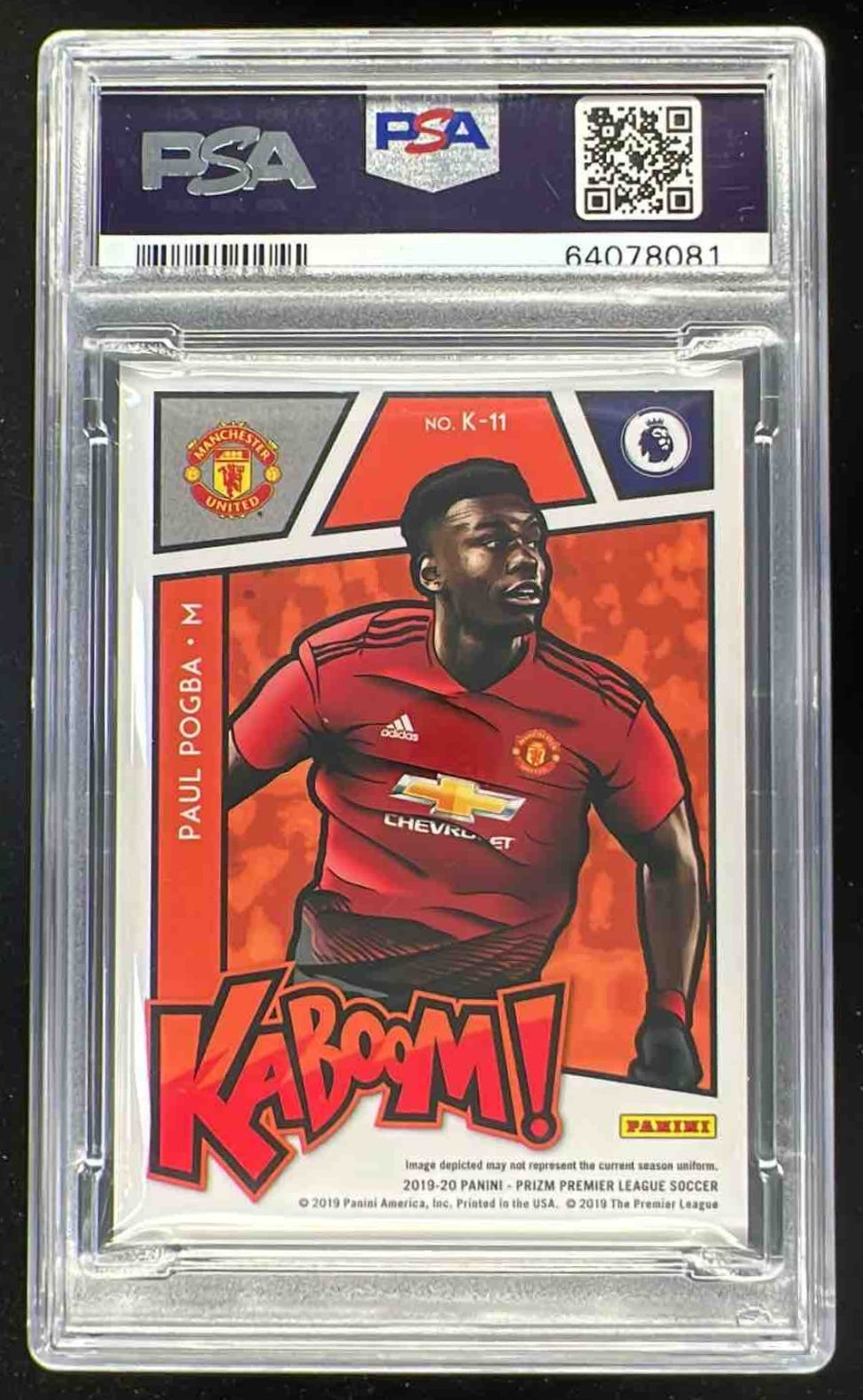 2019 Panini Prizm Premier League Kaboom! #K-11 Paul Pogba PSA 10