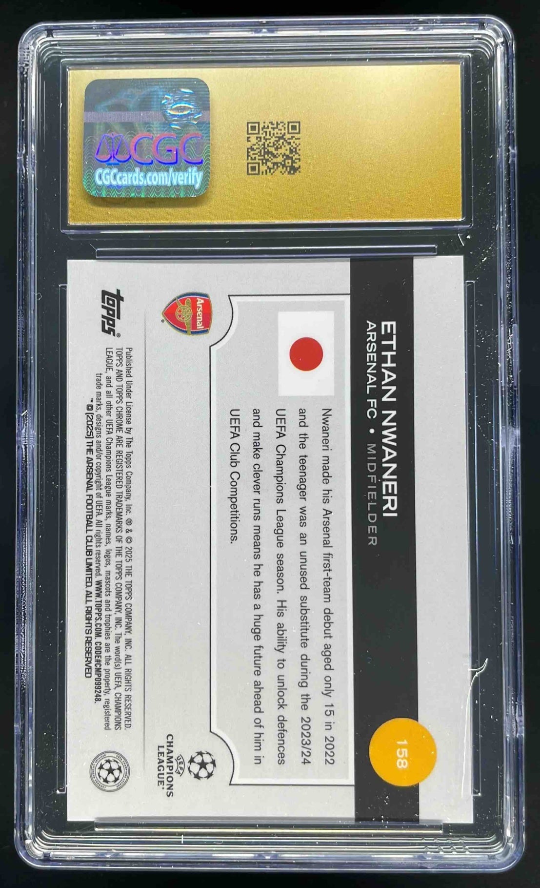 2024-25 Topps Chrome Japan Orange #158 Ethan Nwaneri RC /25 CGC 10