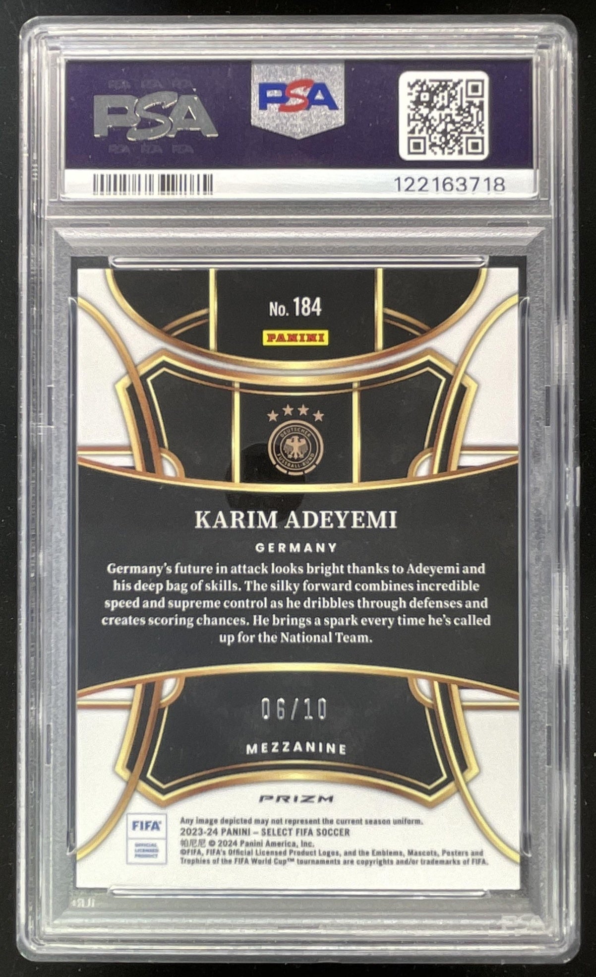 2023-24 Panini Select FIFA Gold Mojo Prizm #184 Karim Adeyemi /10