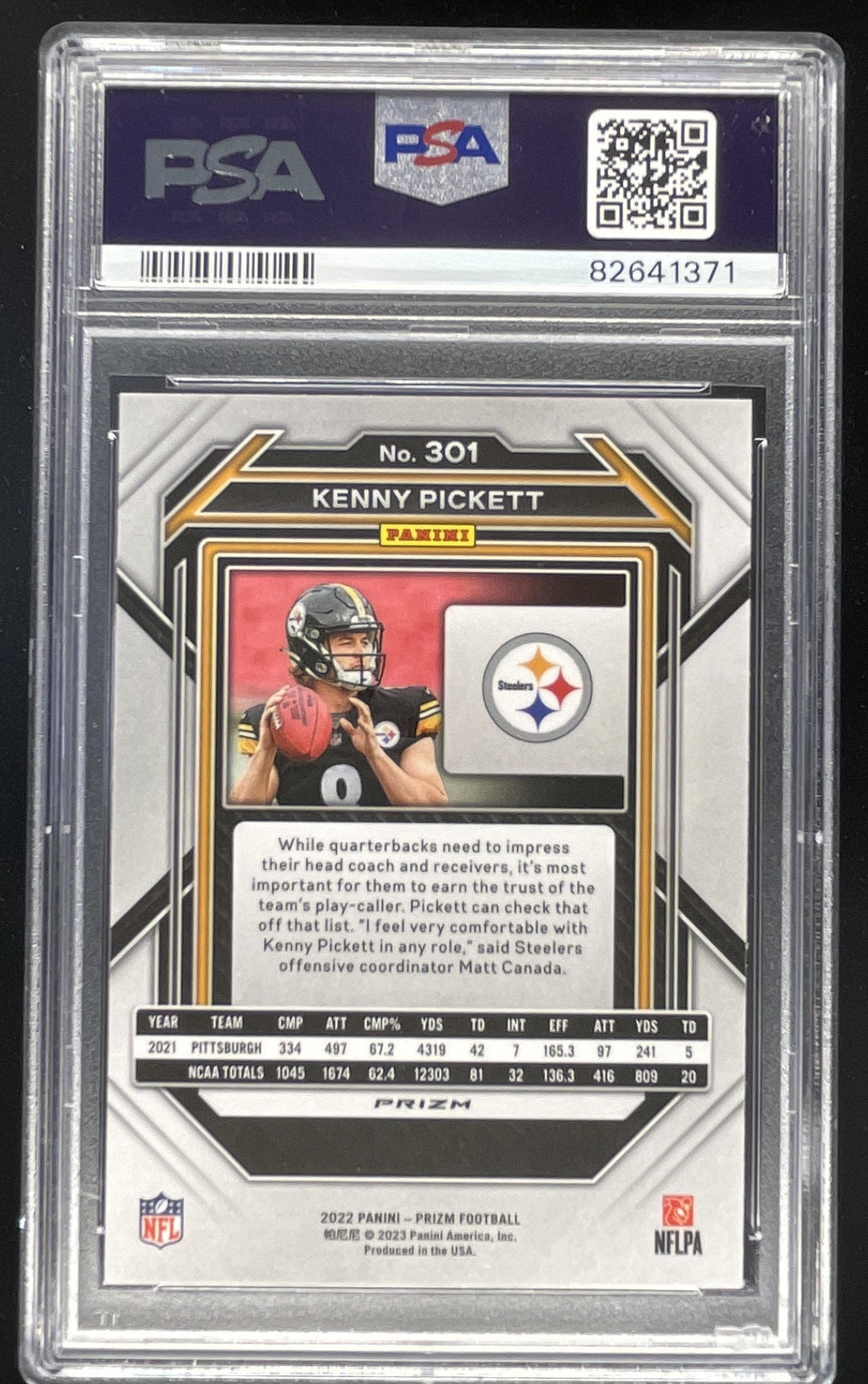 2022 Panini Prizm Orange Ice #301 Kenny Pickett RC PSA 10
