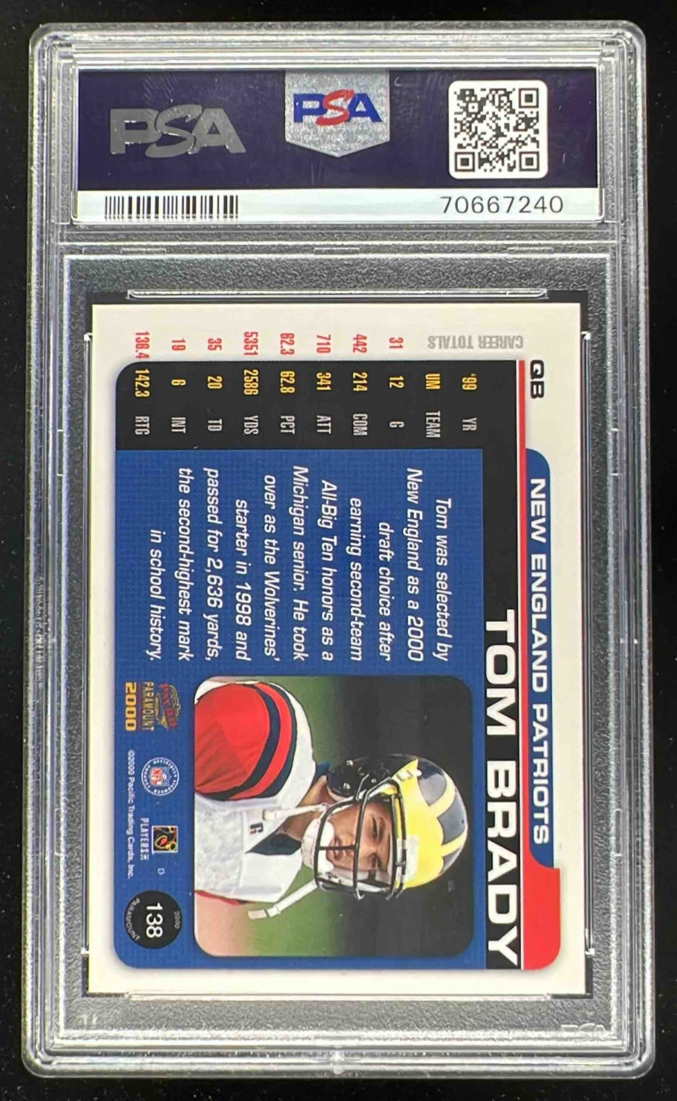 2000 Pacific Paramount #138 Tom Brady RC PSA 10 – Burbank Cards