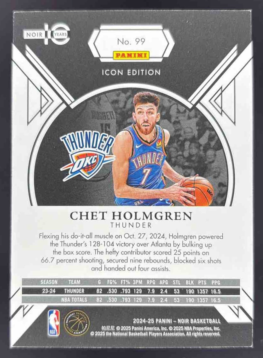 2024 Panini Noir Icon Edition Holo Silver #99 Chet Holmgren /49