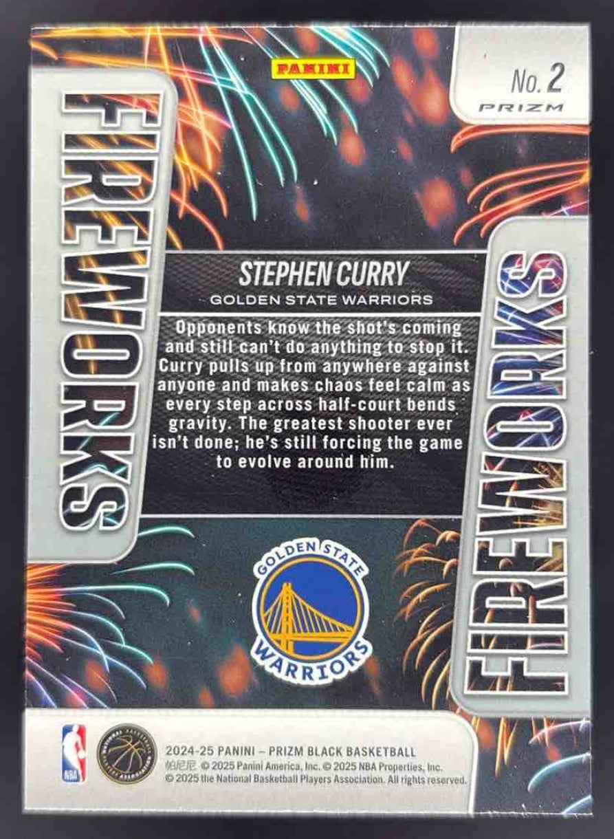 2024-25 Panini Prizm Black Fireworks Silver Prizms #2 Stephen