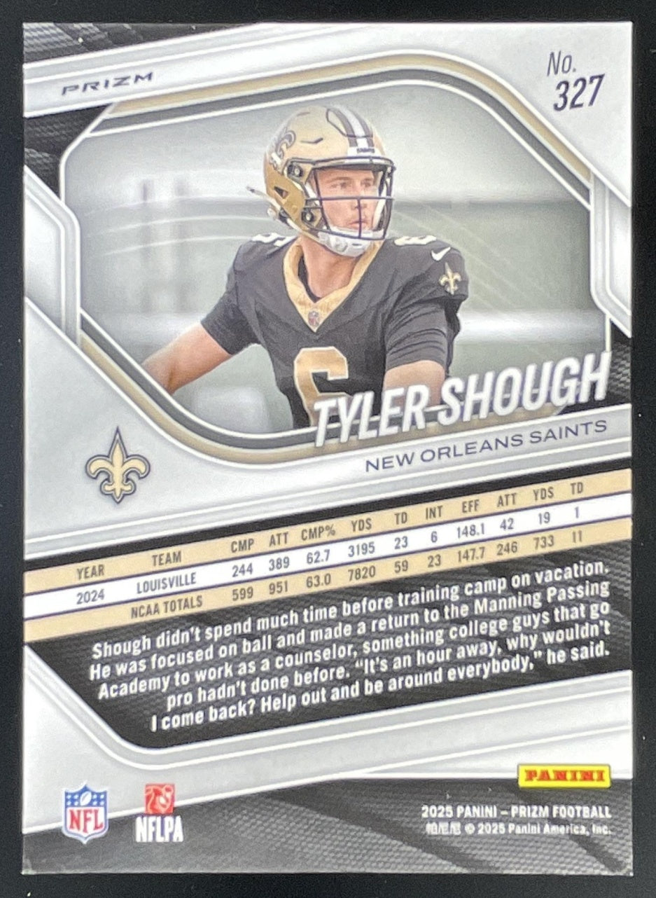 2025 Panini Prizm Red White & Blue Prizm #327 Tyler Shough RC