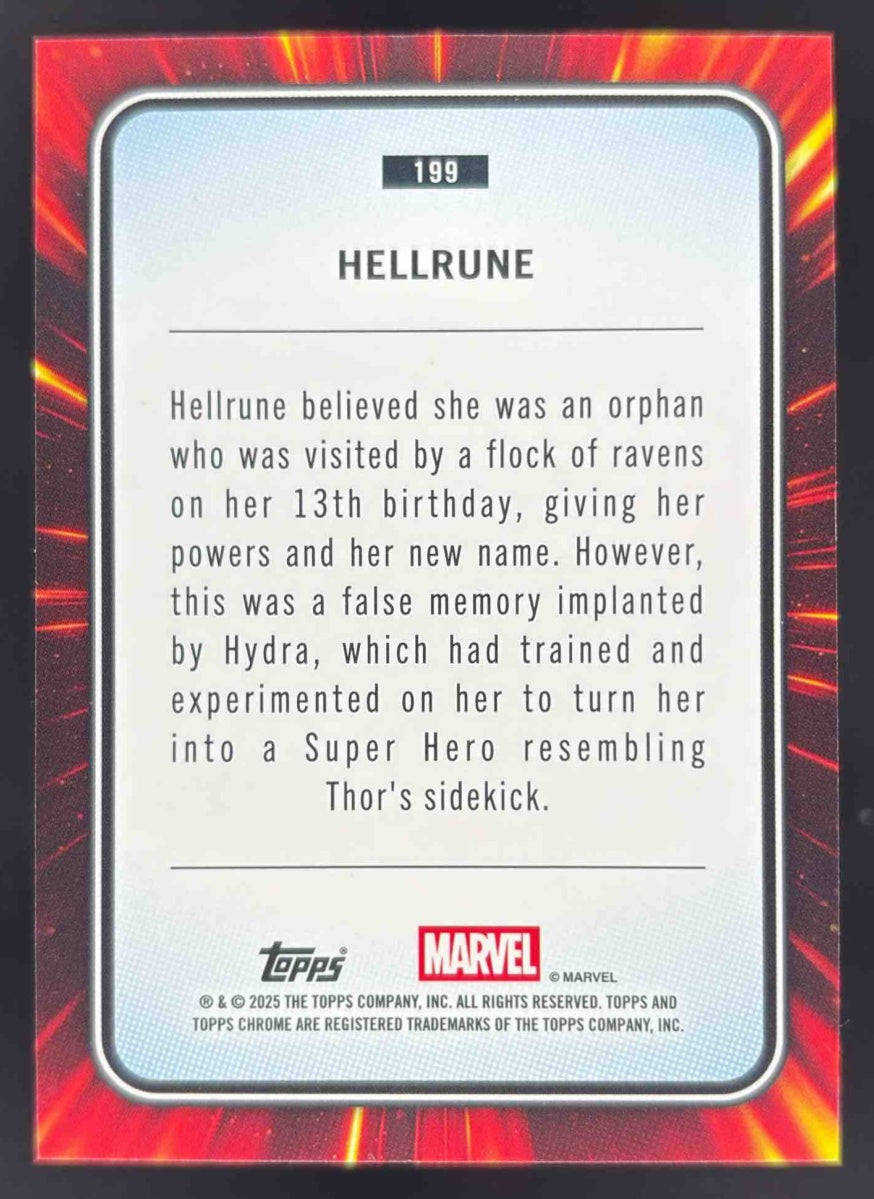 2025 Topps Chrome Marvel Yellow Lava Refractor #199 Hellrune