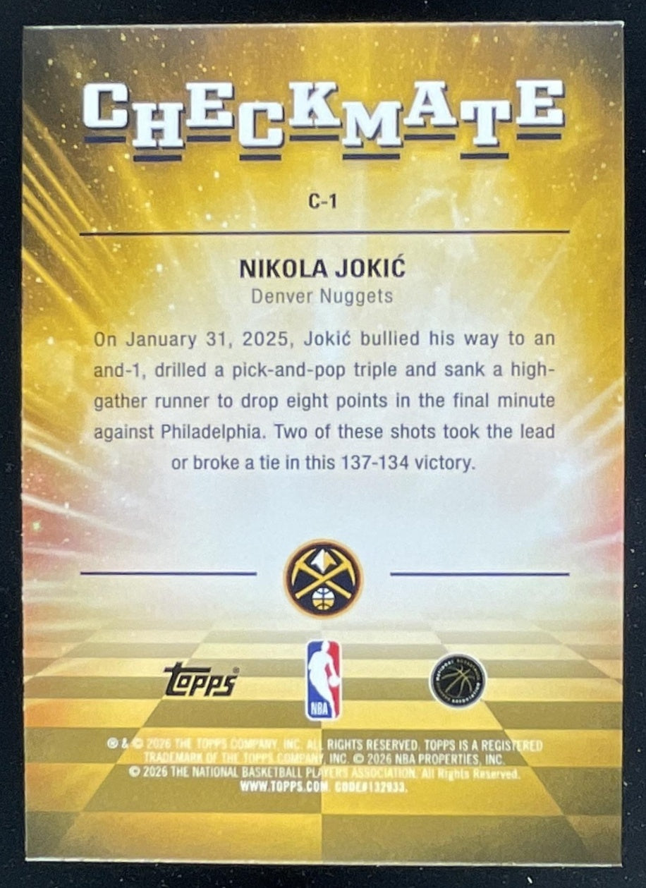 2025-26 Topps Hoops Checkmate #C-1 Nikola Jokic SSP – Burbank Cards