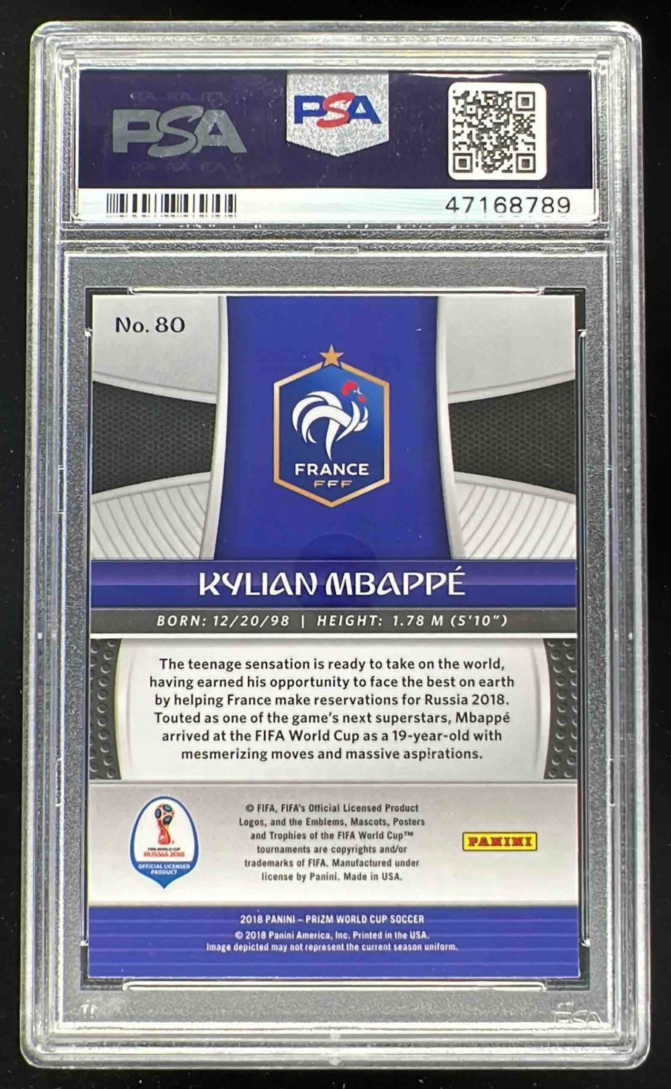 2018 Panini Prizm World Cup #80 Kylian Mbappe PSA 10 – Burbank Cards