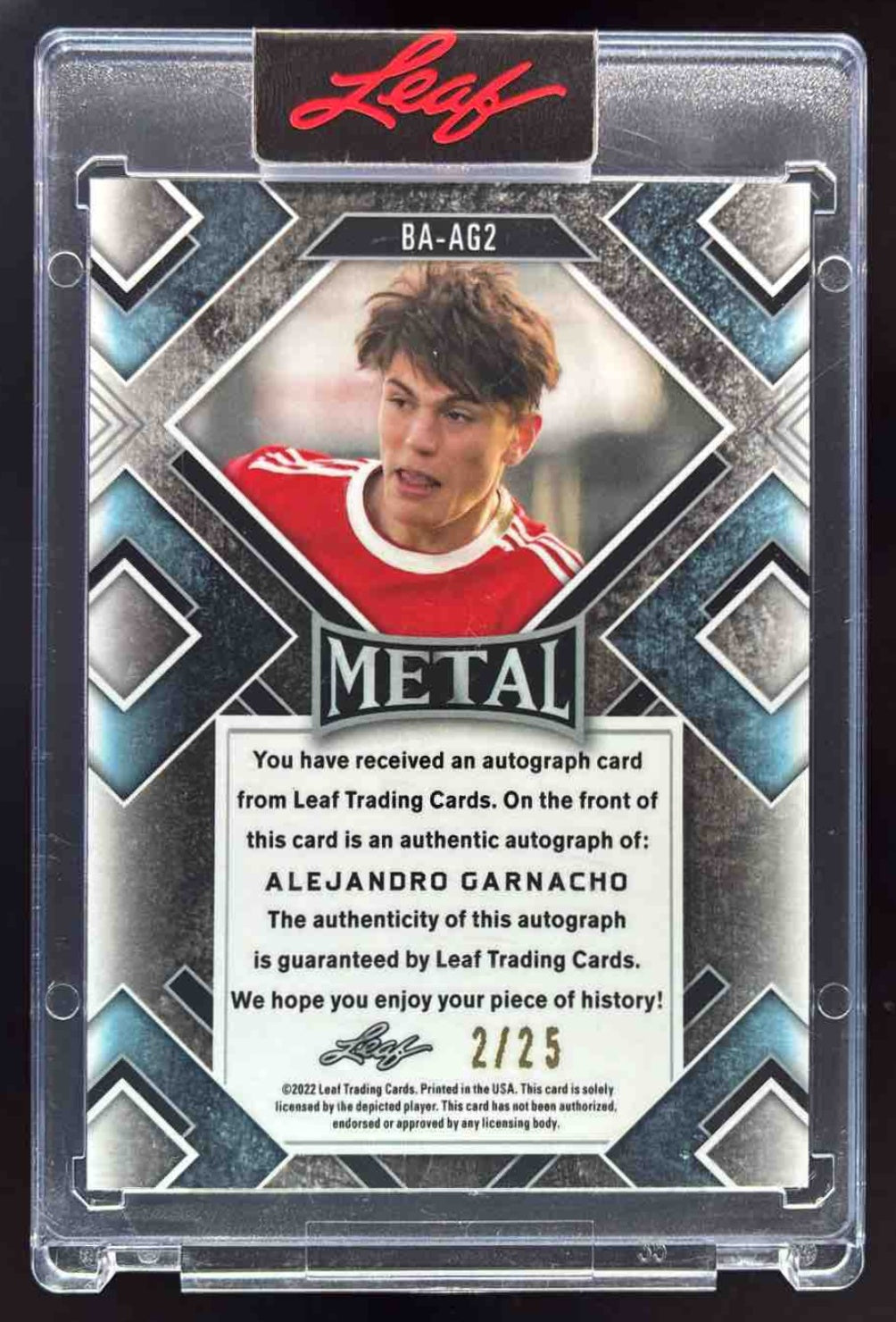 2022 Leaf Metal Rookie Autograph #BA-AG2 Alejandro Garnacho RC