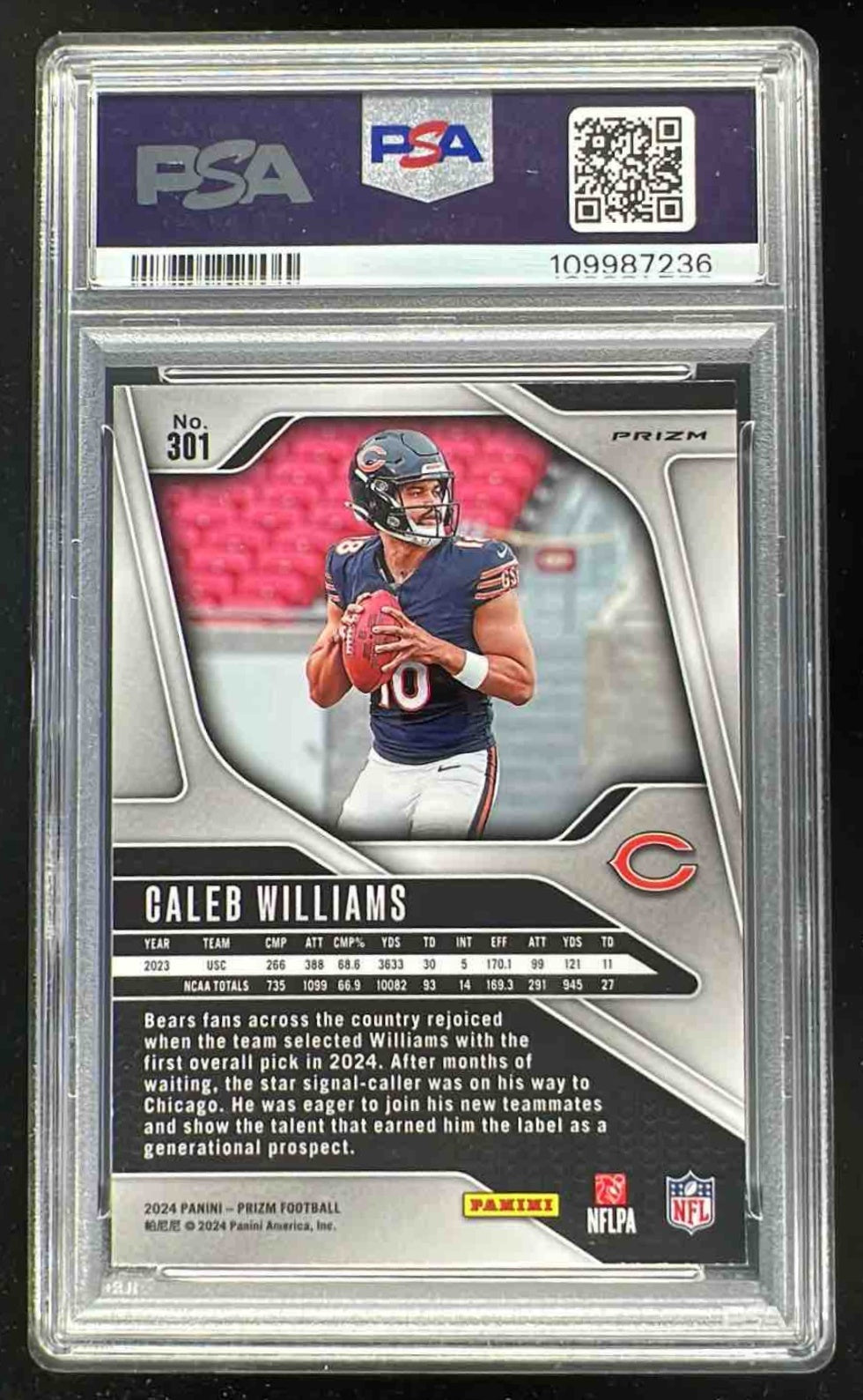 2024 Panini Prizm Silver Prizm #301 Caleb Williams RC PSA 10