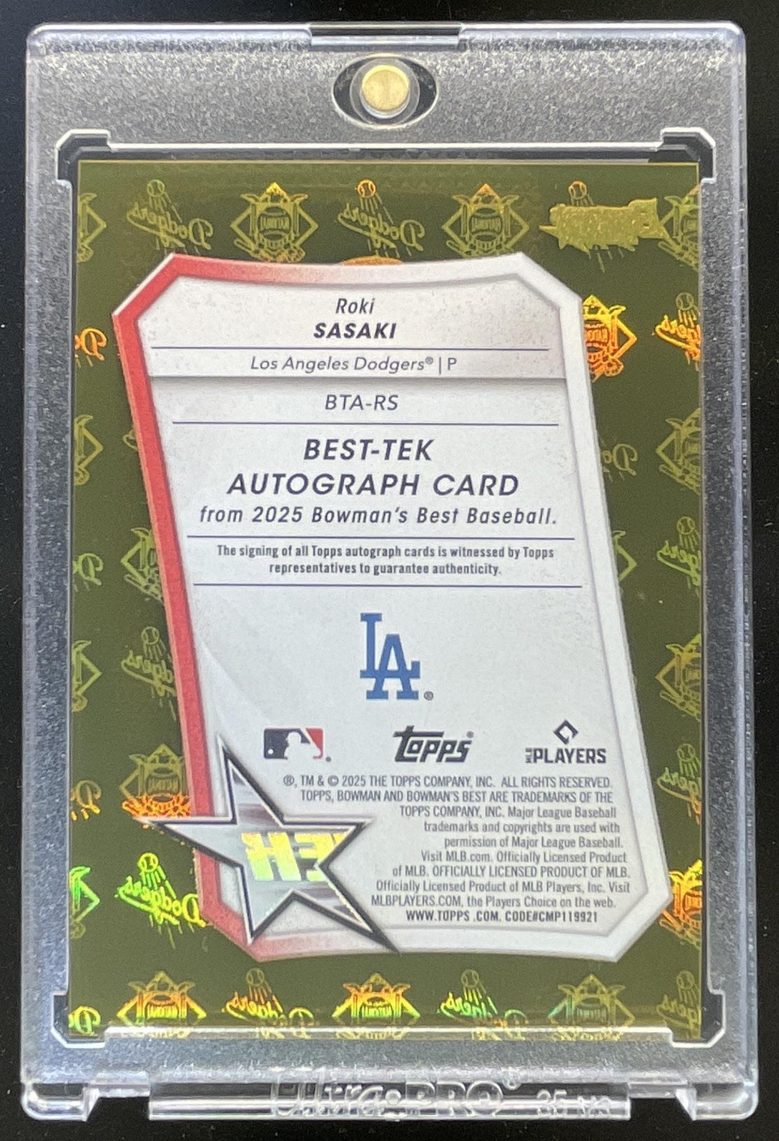 2025 Bowman Bowman's Best TEK Autographs Gold #BTA-RS Roki Sasaki