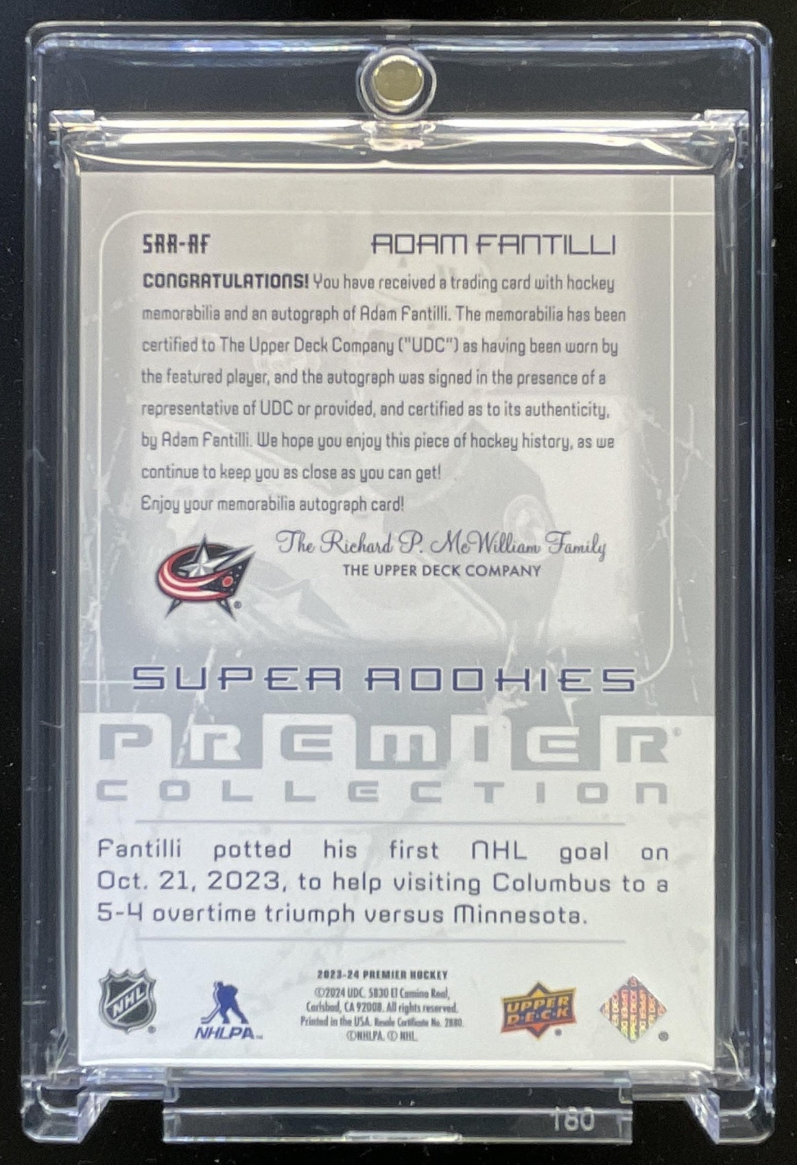 2023-24 Upper Deck Premier 2003-04 Patch Auto #SRR-AF Adam