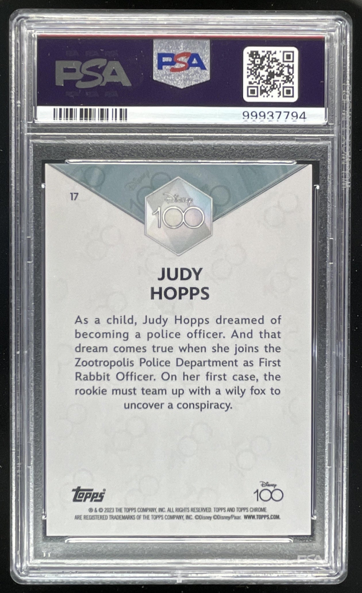 2023 Topps Chrome Disney 100 Pink Refractors #17 Judy Hopps /399
