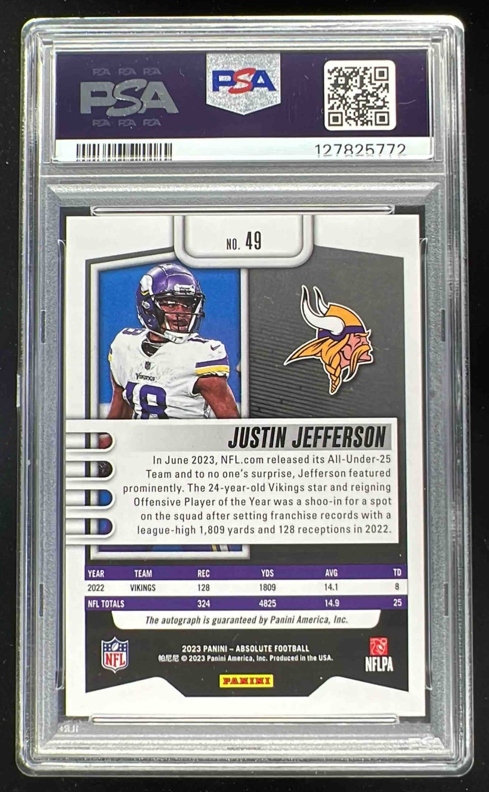 2023 Panini Absolute Signatures #49 Justin Jefferson Autograph