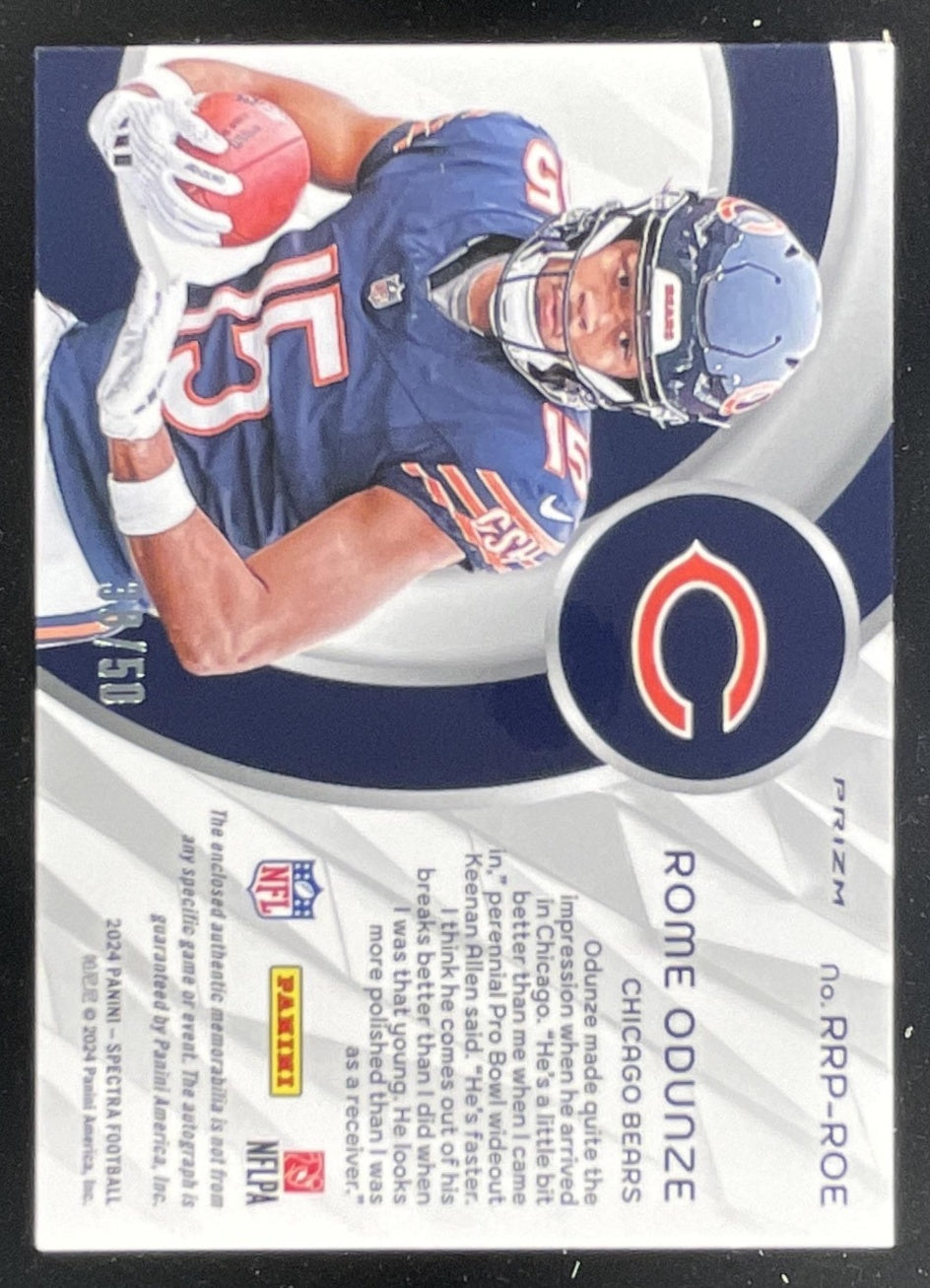 2024 Spectra Radiant Rookie Patch Blue Neon #RRP-ROE Rome Odunze