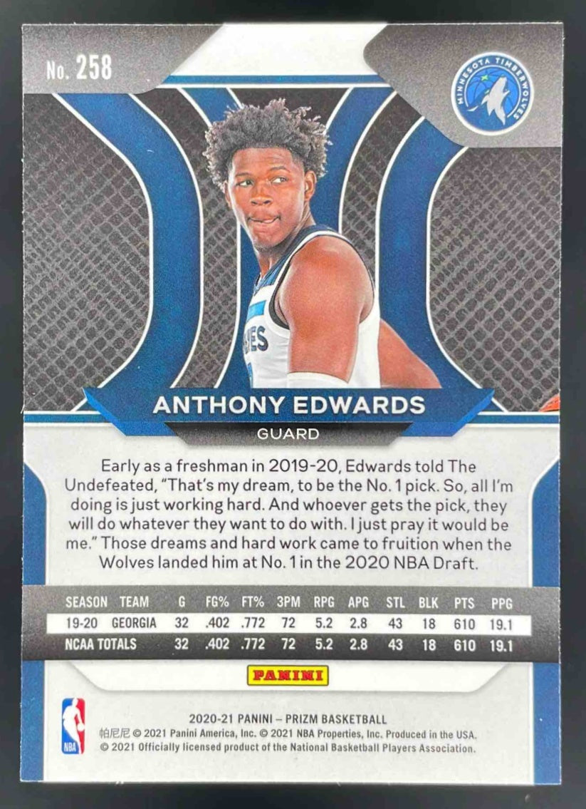 2020-21 Panini Prizm #258 Anthony Edwards RC – Burbank Cards