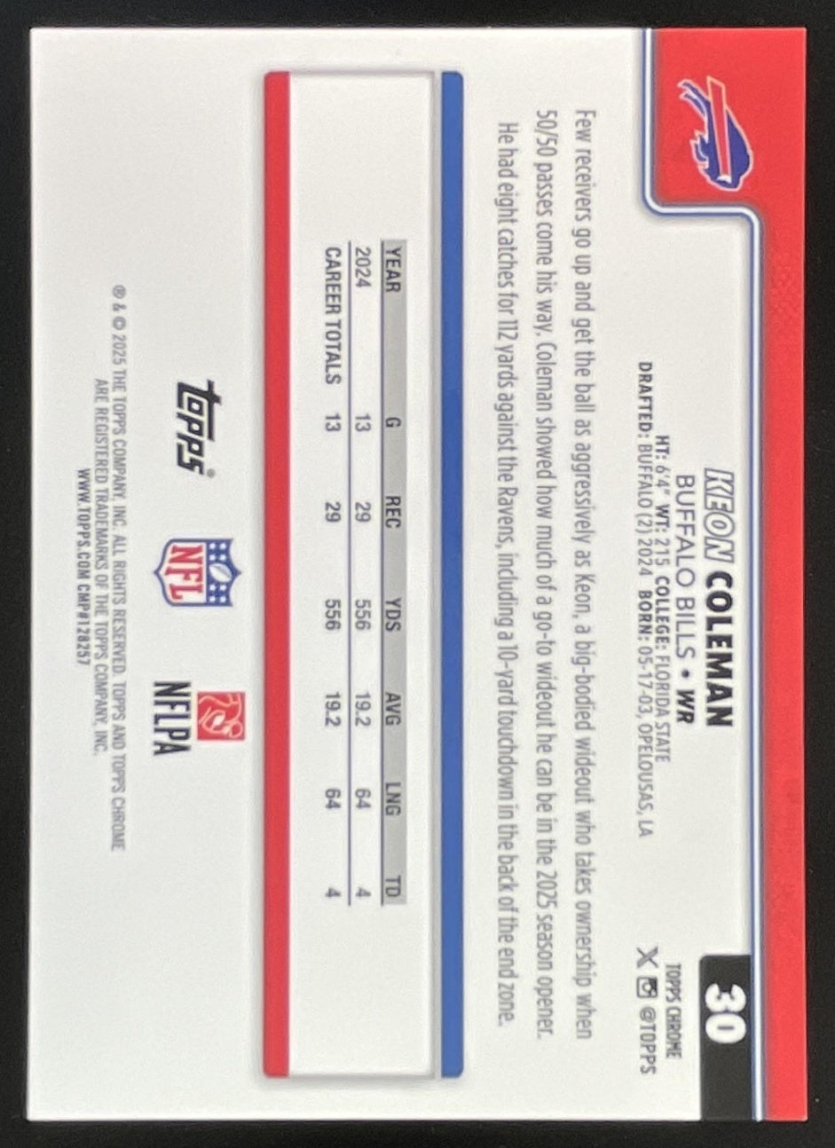 2025 Topps Chrome Gold Wave Refractor #30 Keon Coleman /50