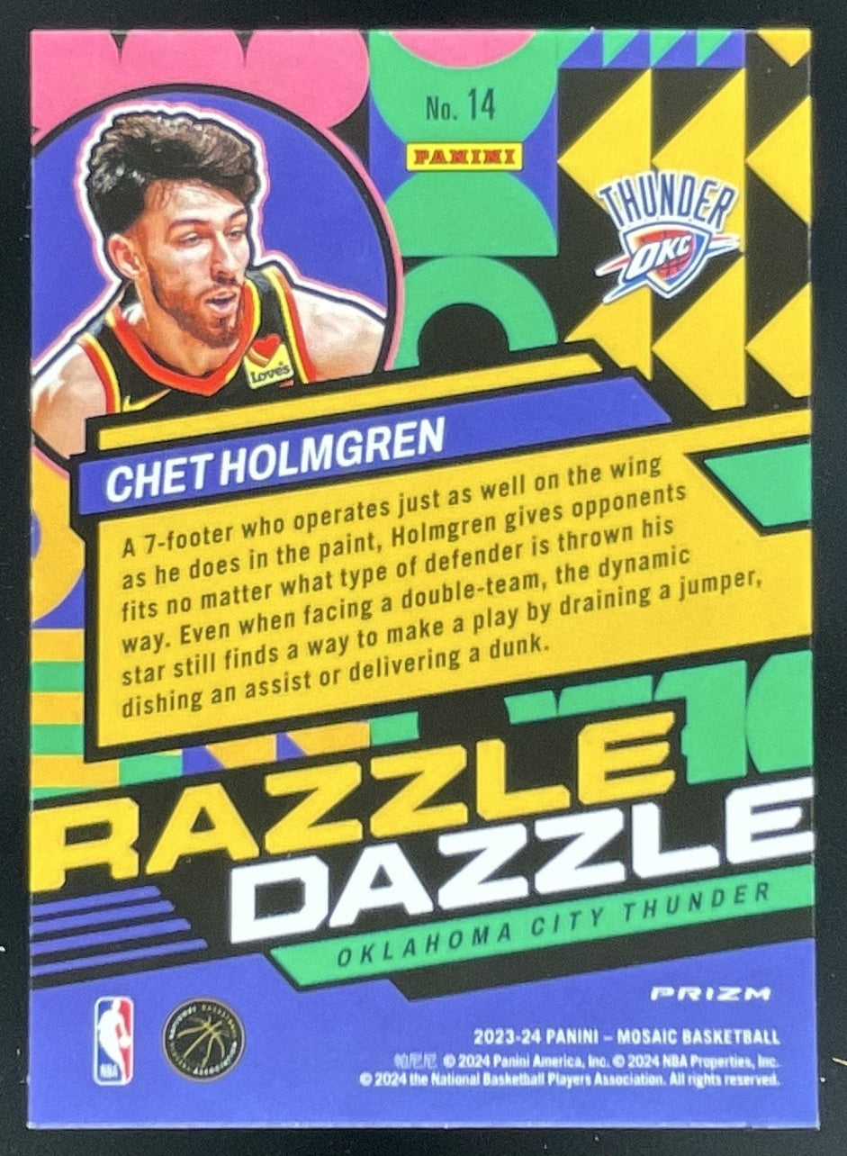2023-24 Panini Mosaic Razzle Dazzle #14 Chet Holmgren – Burbank Cards