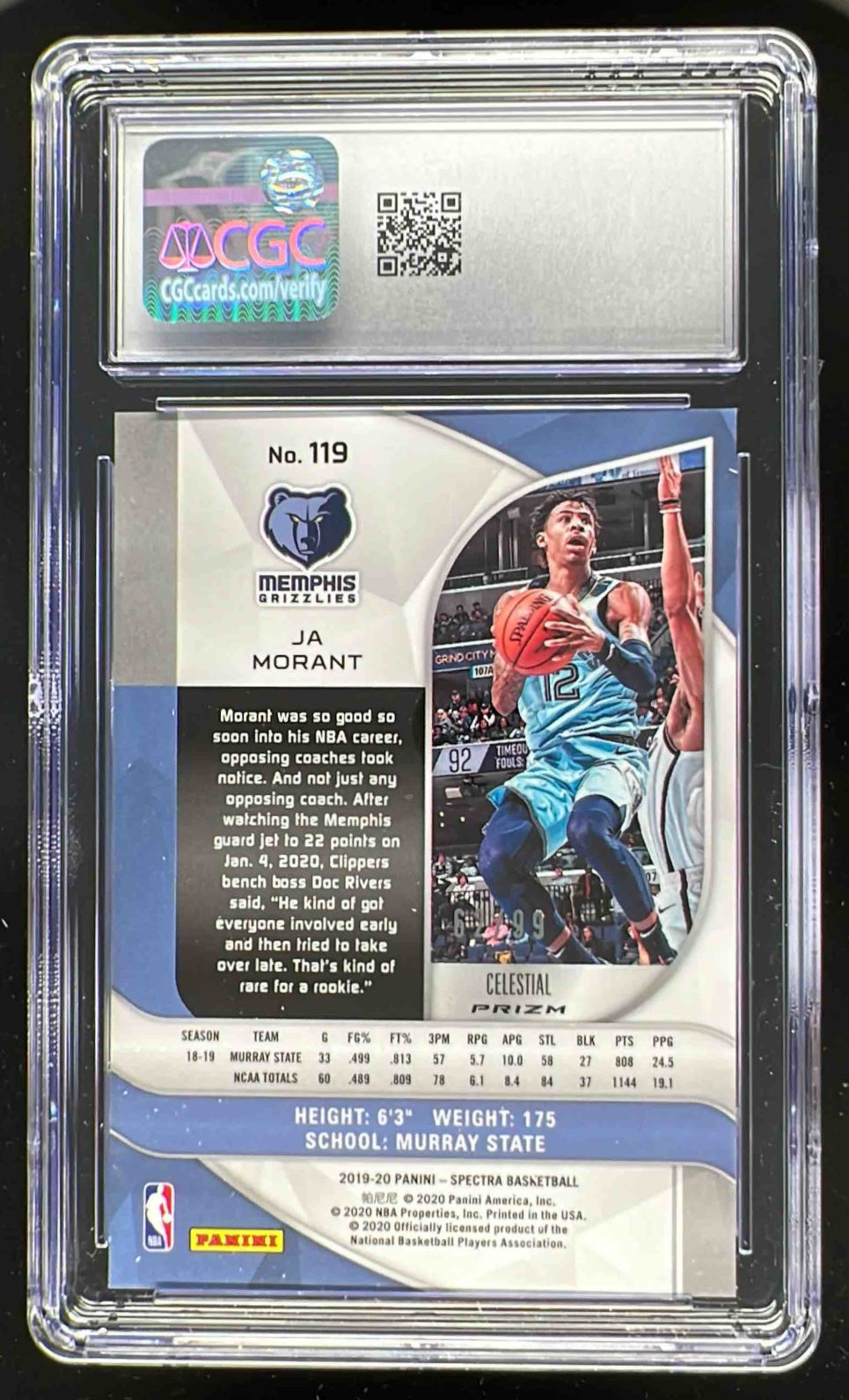 2019-20 Panini Spectra Celestial #119 Ja Morant RC /99 CCG 2019-20 Panini Spectra Celestial #119 Ja Morant RC /99 CCG