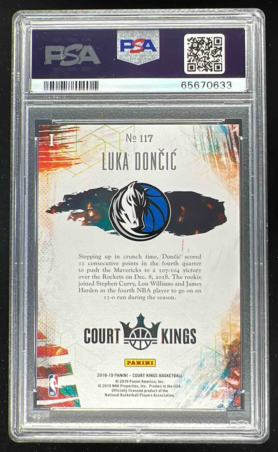 2018-19 Panini Court Kings #117 Luka Doncic RC PSA 10 – Burbank Cards