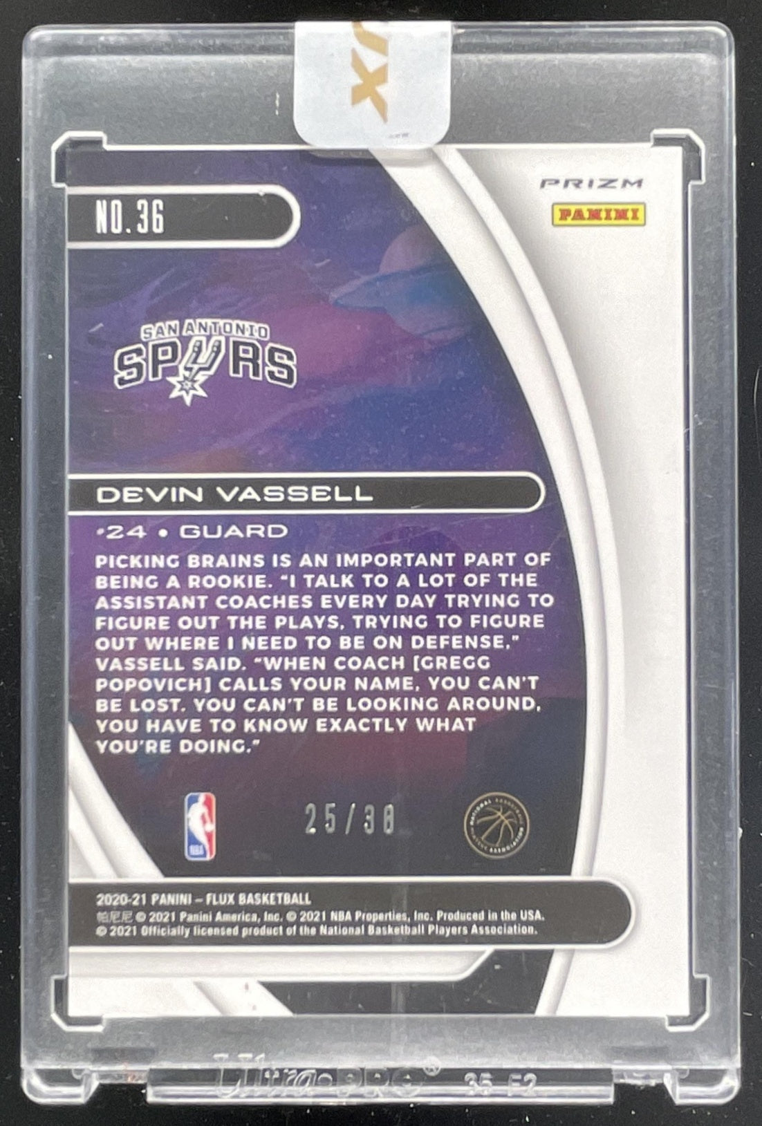 2020-21 Panini Flux Titan Rookies Purple Scope FOTL #36 Devin