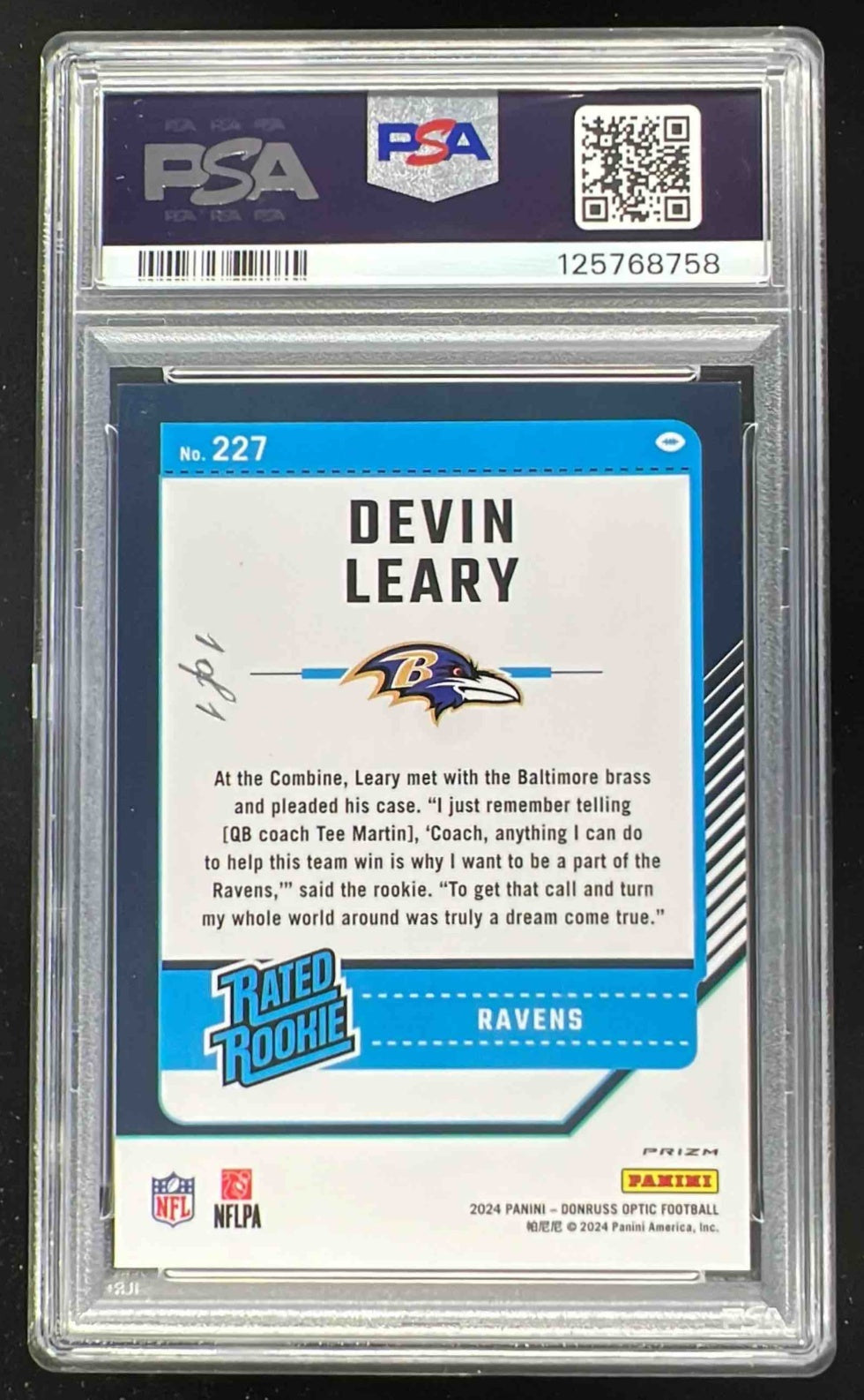2024 Panini Donruss Optic Gold Vinyl #227 Devin Leary Rated Rookie