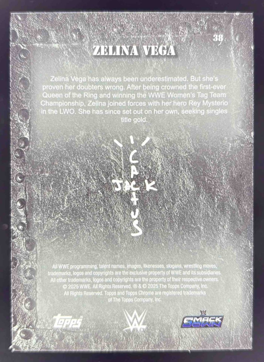 2025 Topps Chrome WWE x Cactus Jack Speckle Refractor #5 Zelina