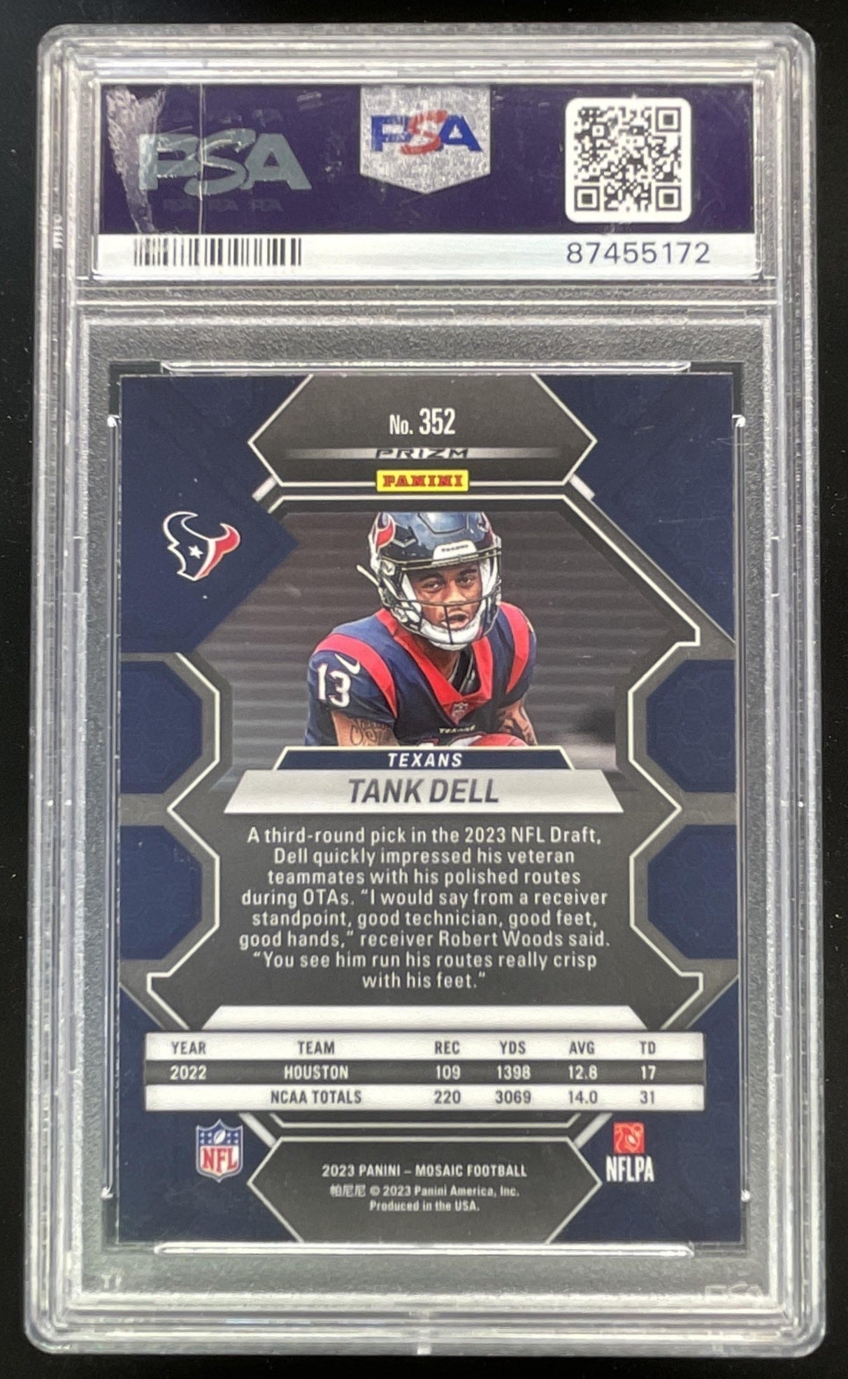 2023 Panini Mosaic Reactive Blue Mosaic #352 Tank Dell RC PSA 10