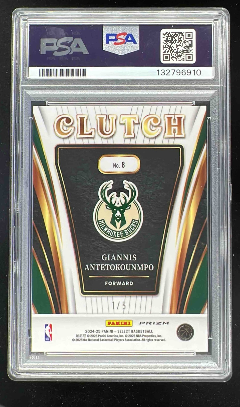2024-25 Panini Select Clutch Green Prizm #8 Giannis Antetokounmpo