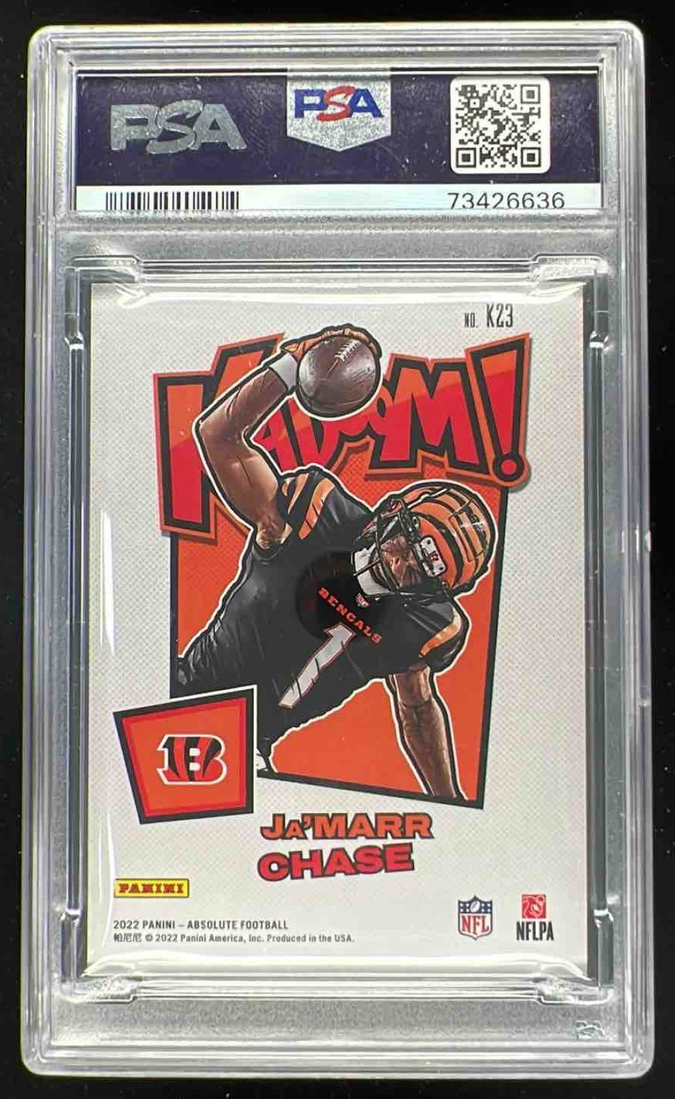 2022 Panini Absolute Kaboom Vertical SSP #K23 Ja'Marr Chase PSA 9