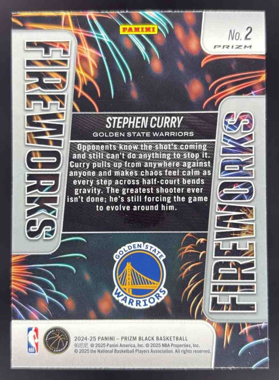 2024-25 Panini Prizm Black Fireworks Silver Prizms #2 Stephen