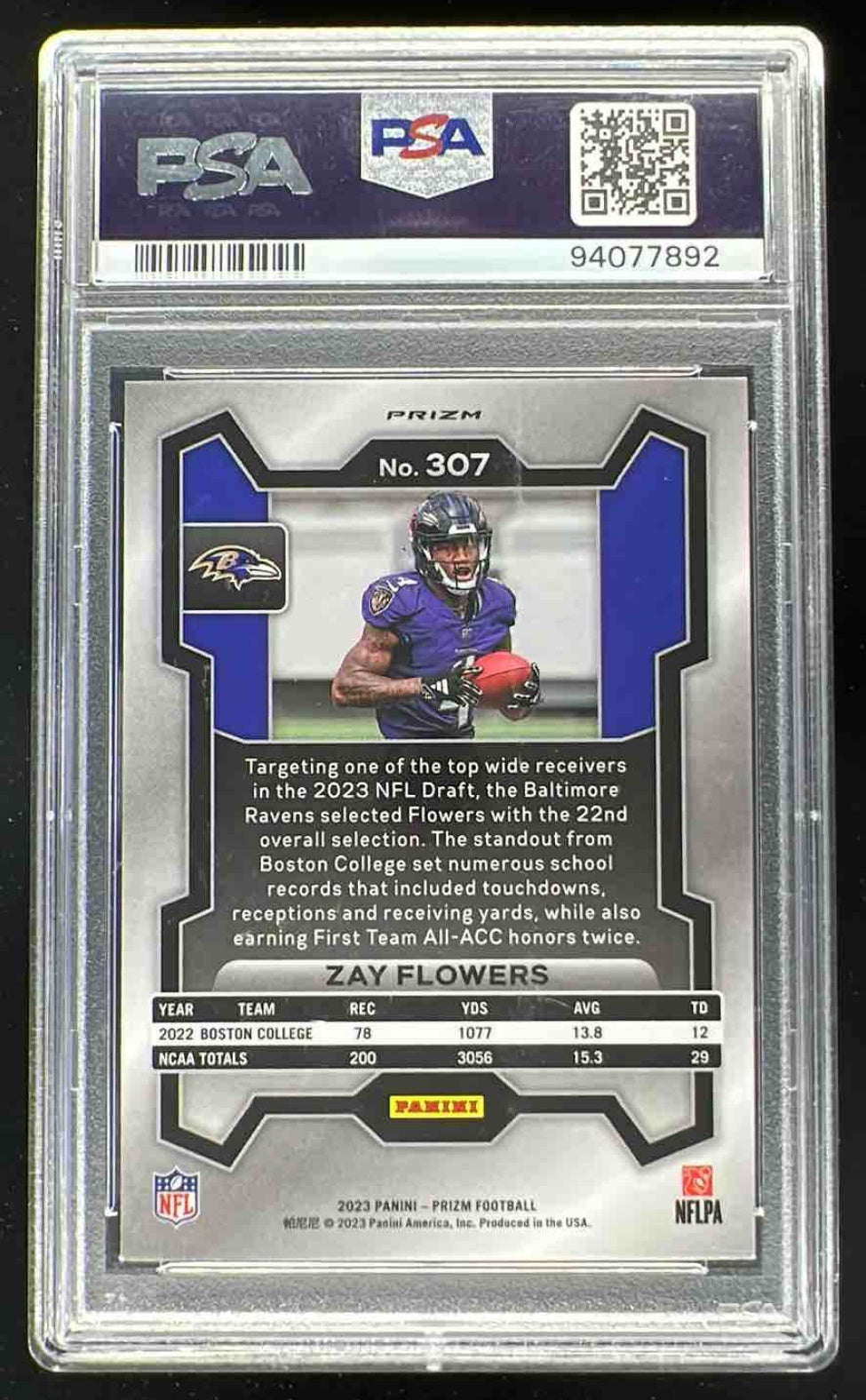 2023 Panini Prizm Lazer Prizm #307 Zay Flowers RC PSA 9 – Burbank