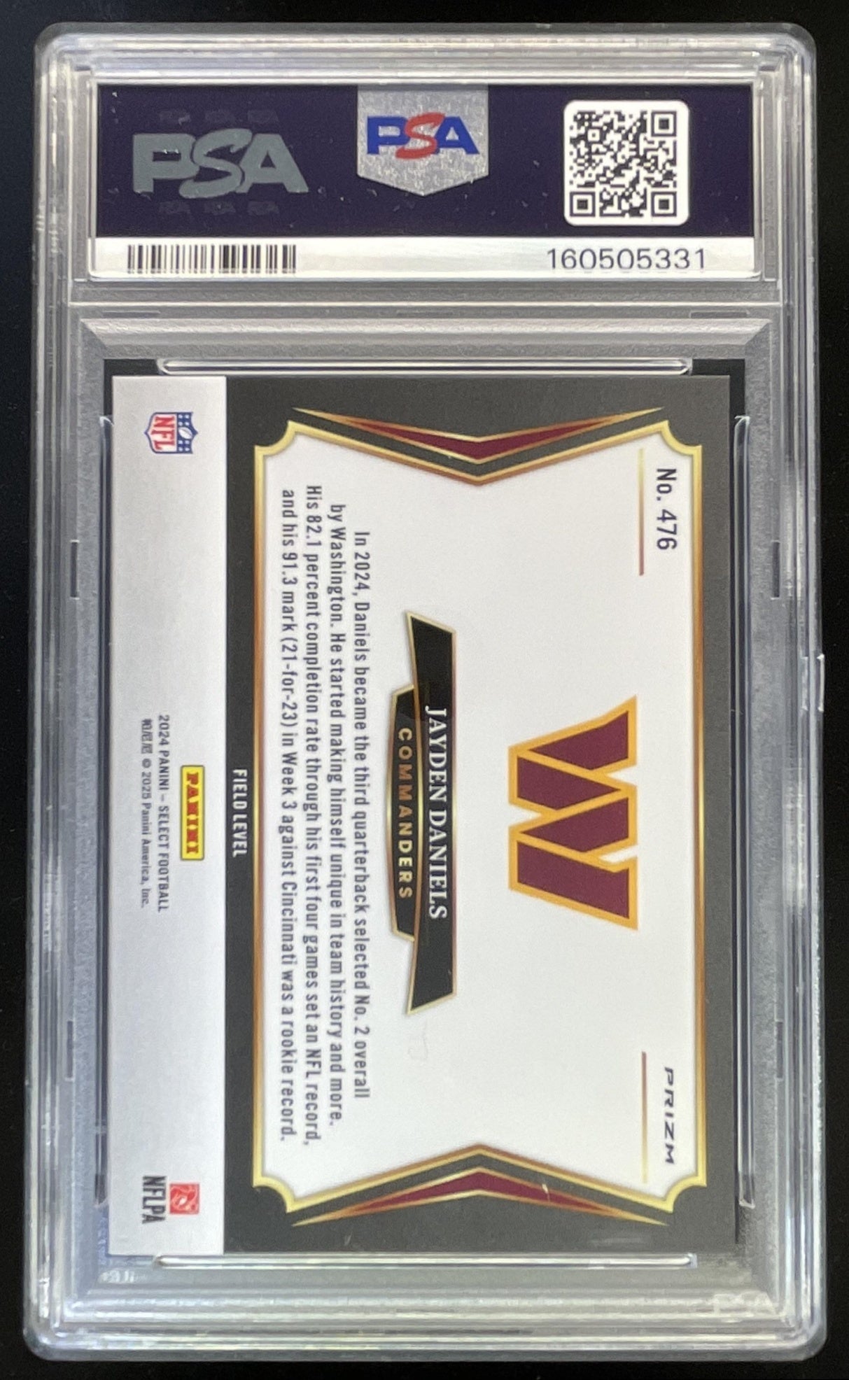 2024 Panini Select Field White Sparkle #476 Jayden Daniels RC PSA