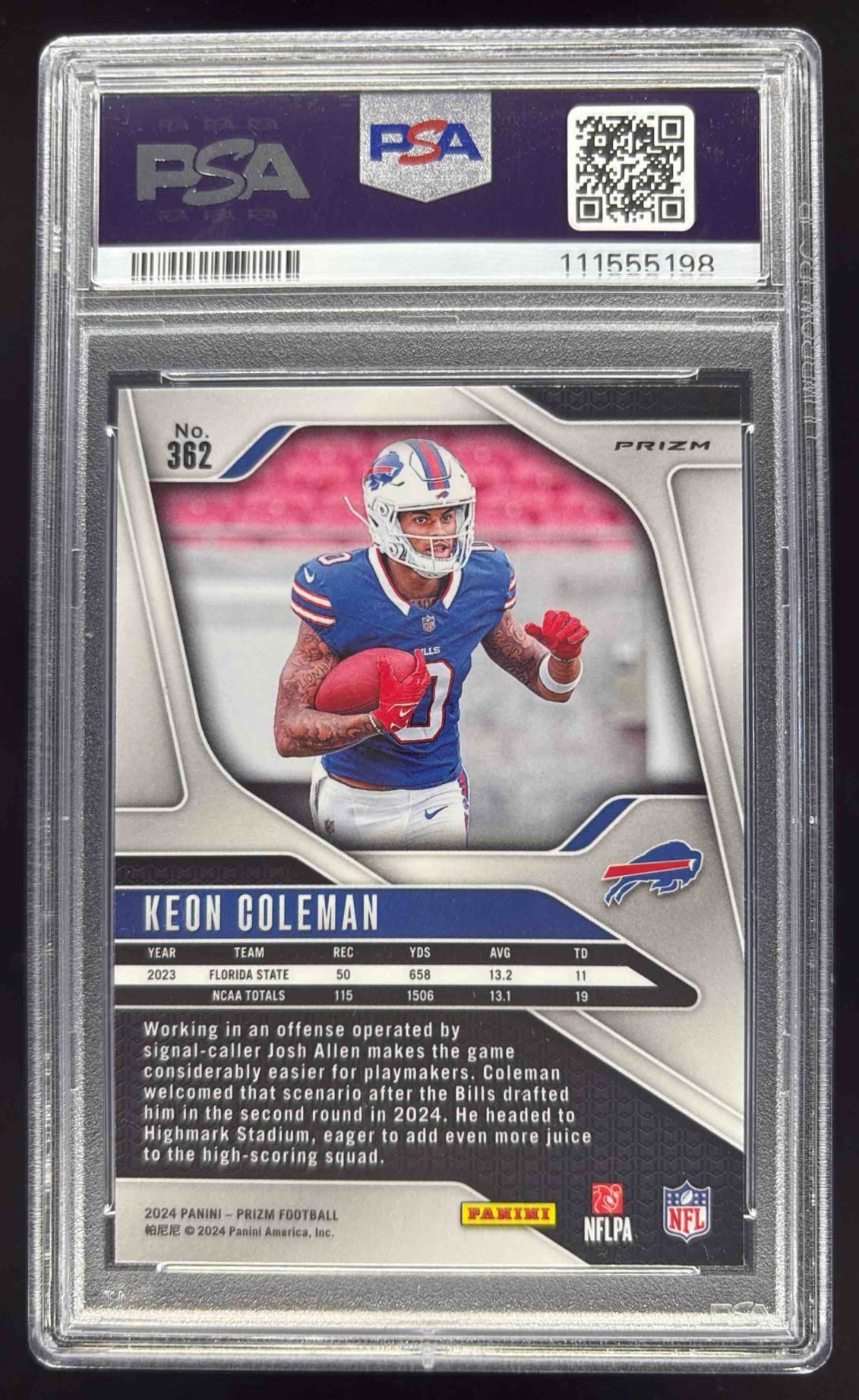 2024 Panini Prizm Silver Prizm #362 Keon Coleman RC PSA 10