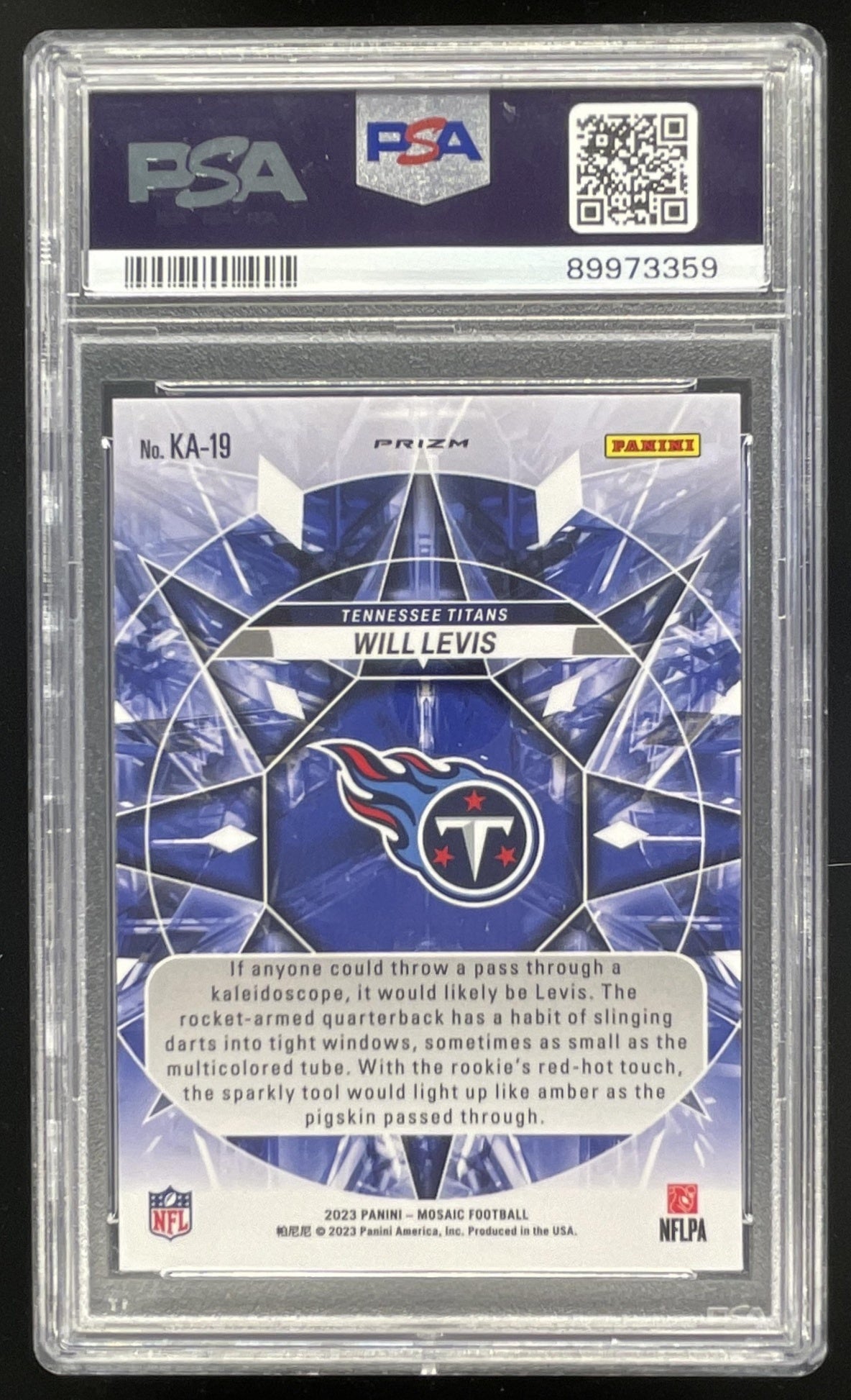 2023 Panini Mosaic Kaleidoscopic #KA-19 Will Levis RC PSA 10