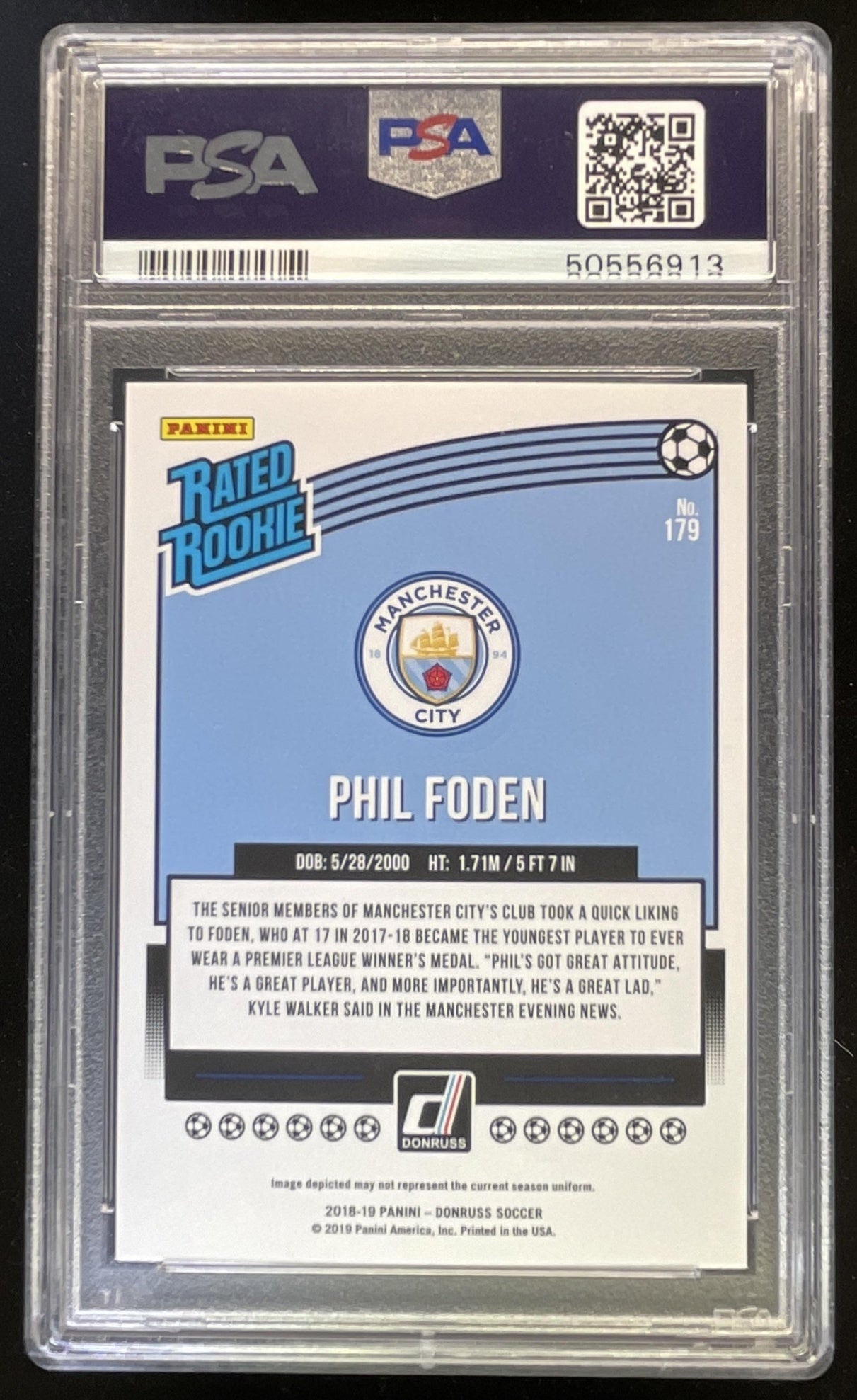 2018 Panini Donruss #179 Phil Foden RC Rated Rookie PSA 10