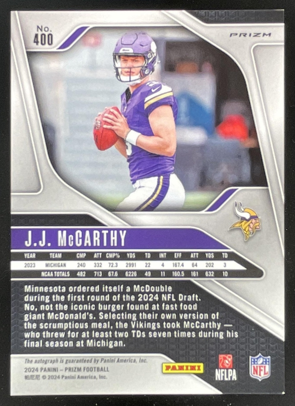 2024 Panini Prizm Autographs Silver Prizm #400 J.J. McCarthy RC