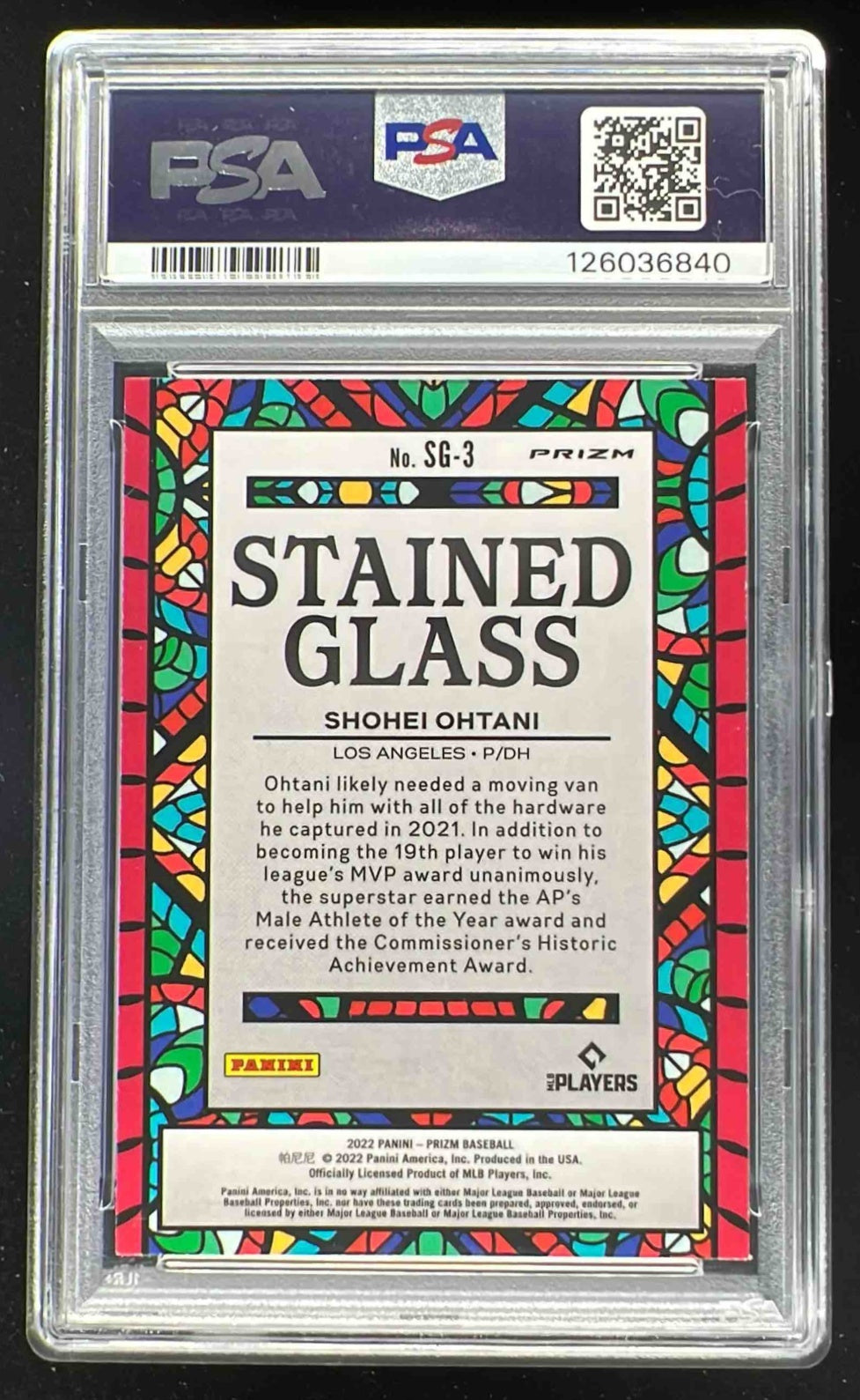 2022 Panini Prizm Stained Glass White Wave #SG-3 Shohei Ohtani PSA
