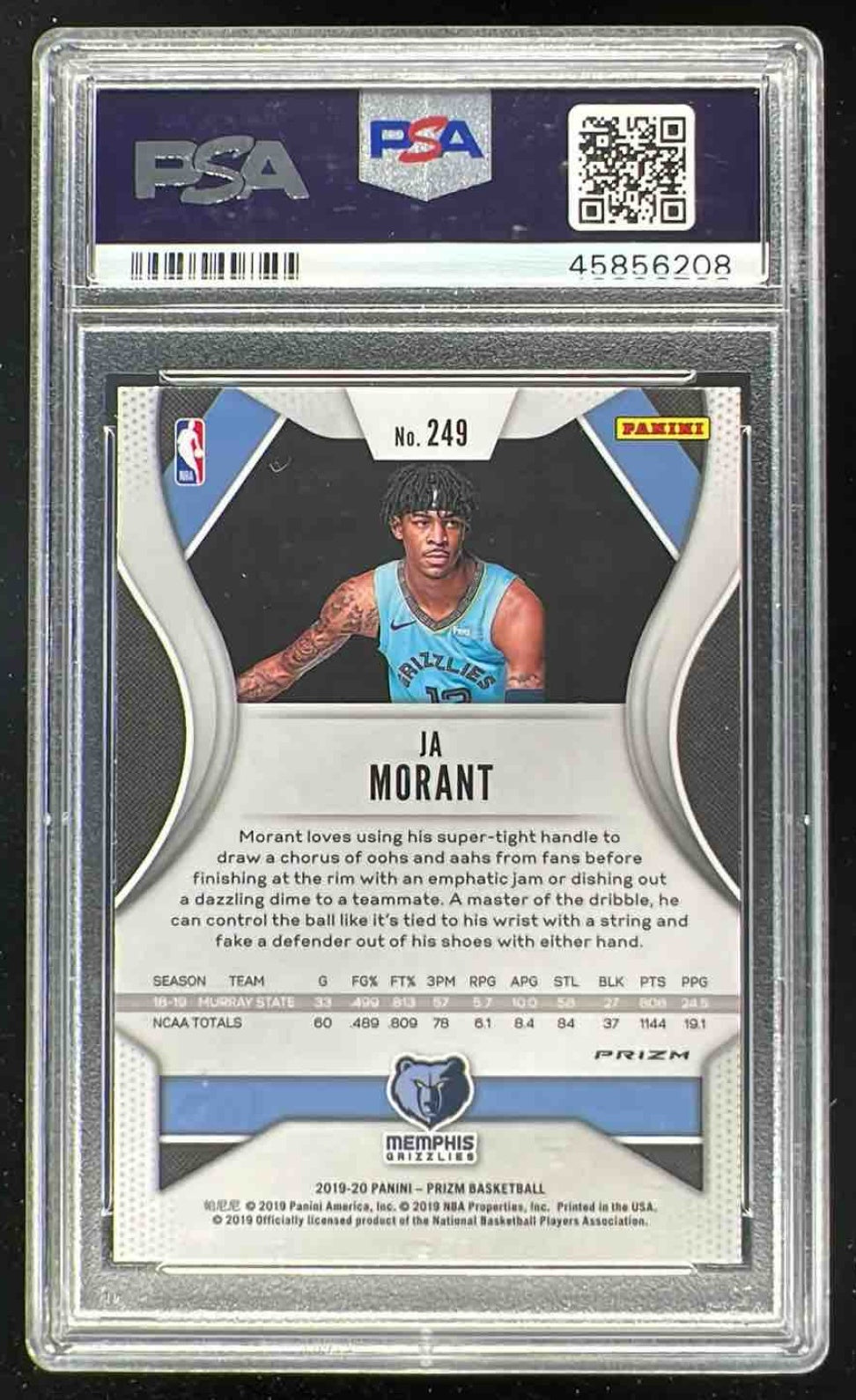 2019-20 Panini Prizm Prizms Silver #249 Ja Morant RC PSA 10