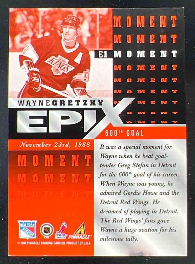 1997 Pinnacle Zenith Epix Orange #E1 Wayne Gretzky – Burbank Cards