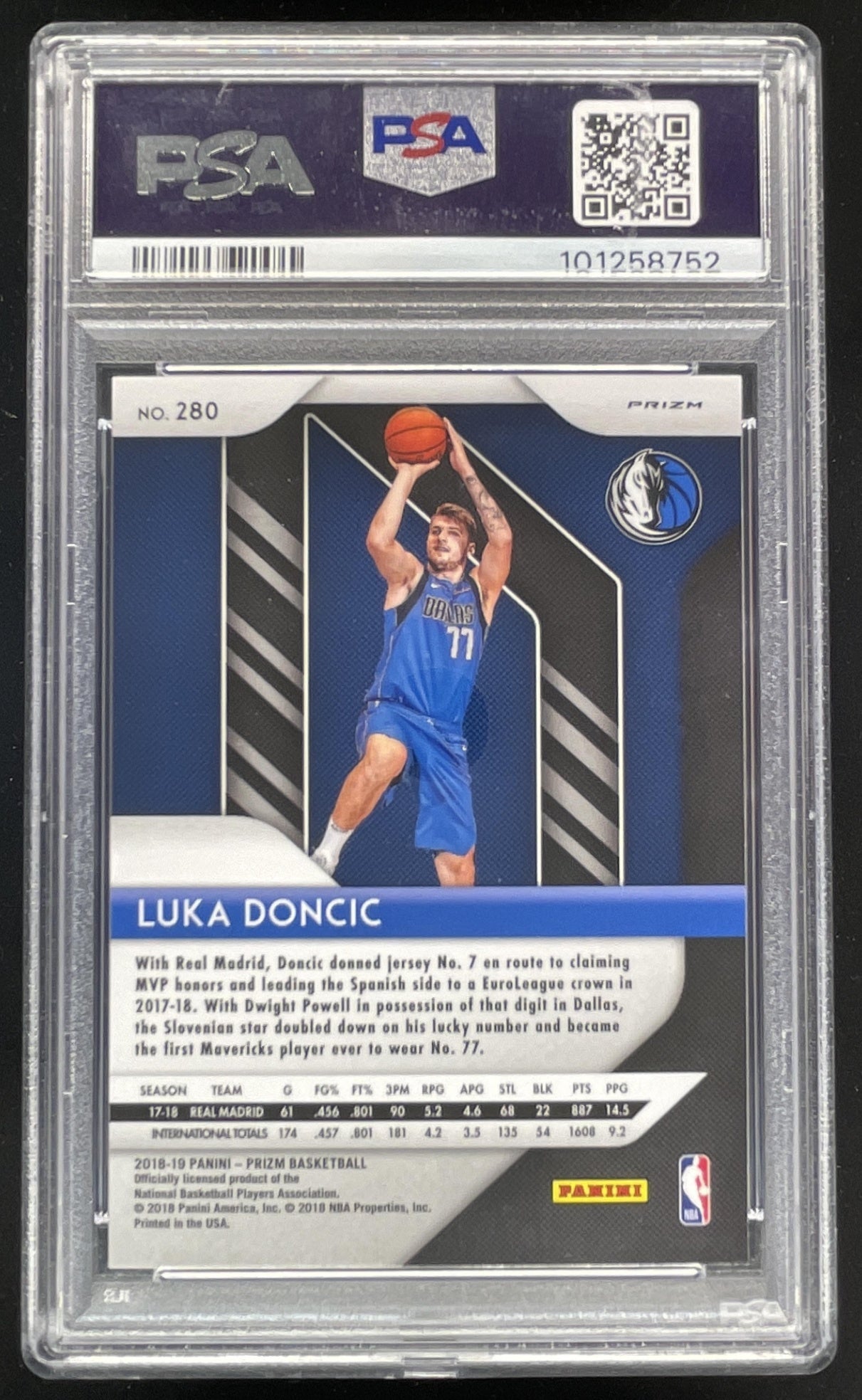 2018-19 Panini Prizm Prizms Silver #280 Luka Doncic RC PSA 10