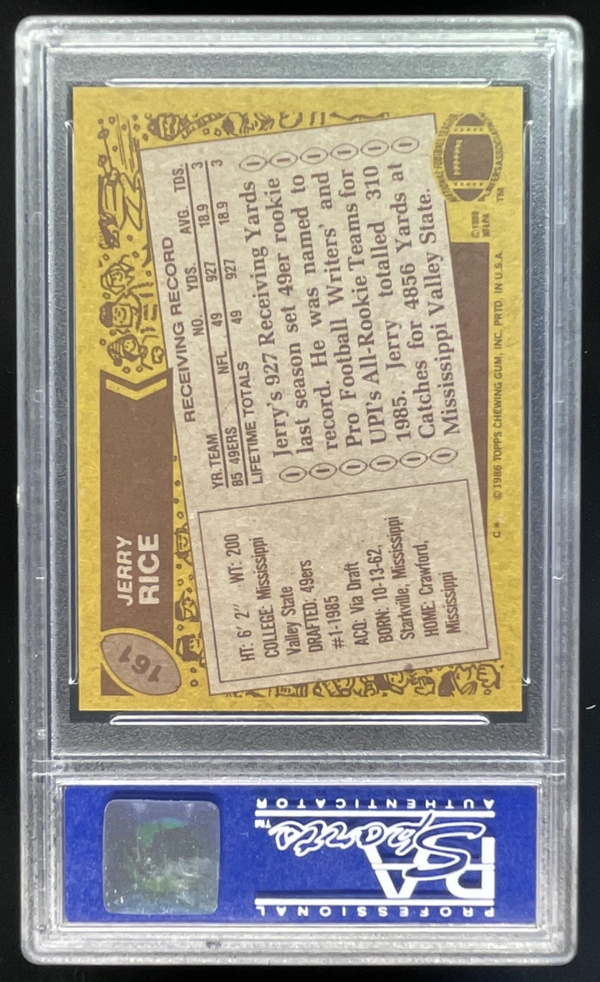 1986 Topps #161 Jerry Rice RC PSA 8 – Burbank Cards