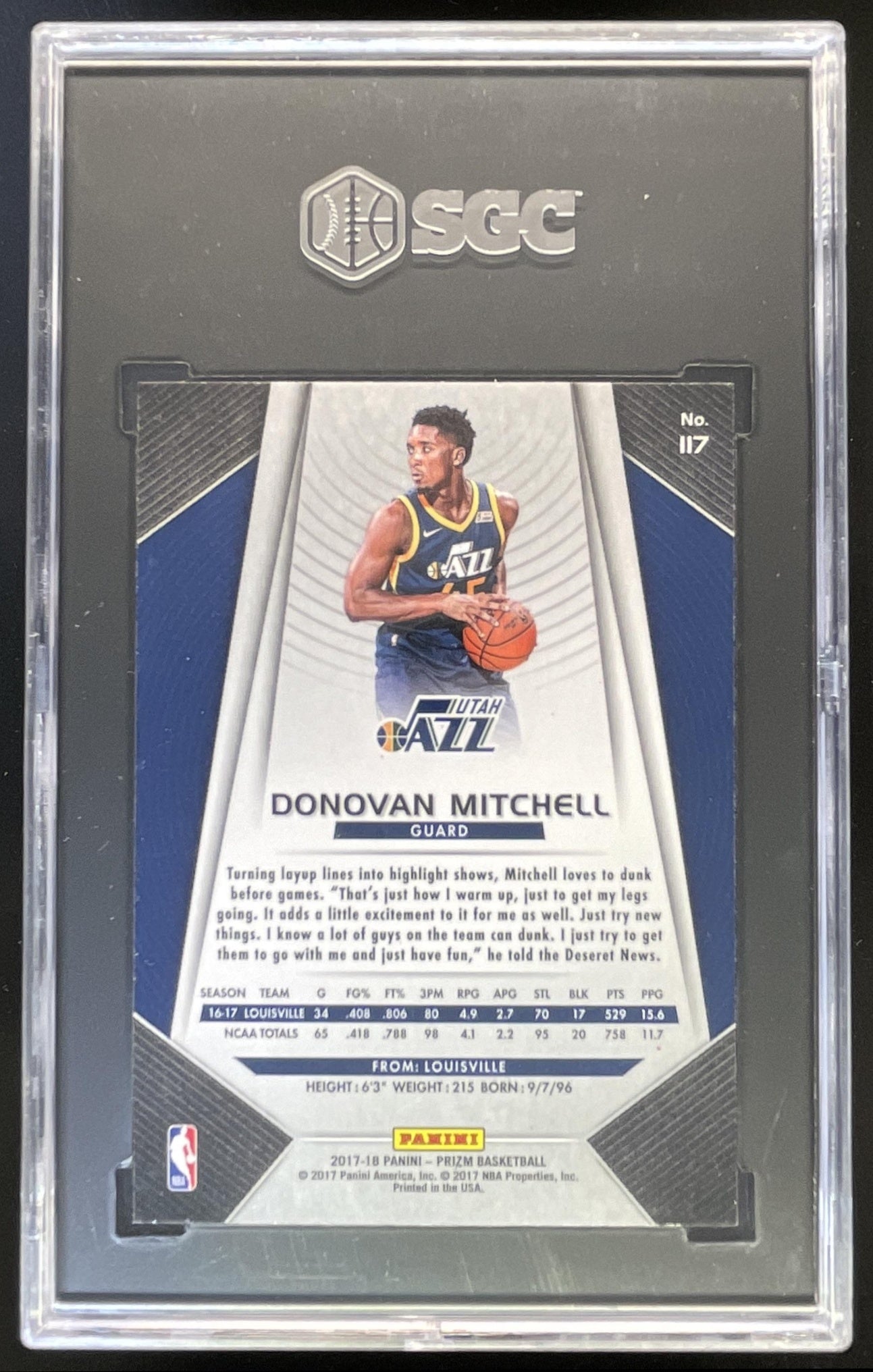 2017-18 Panini Prizm #117 Donovan Mitchell RC SGC 10 – Burbank Cards