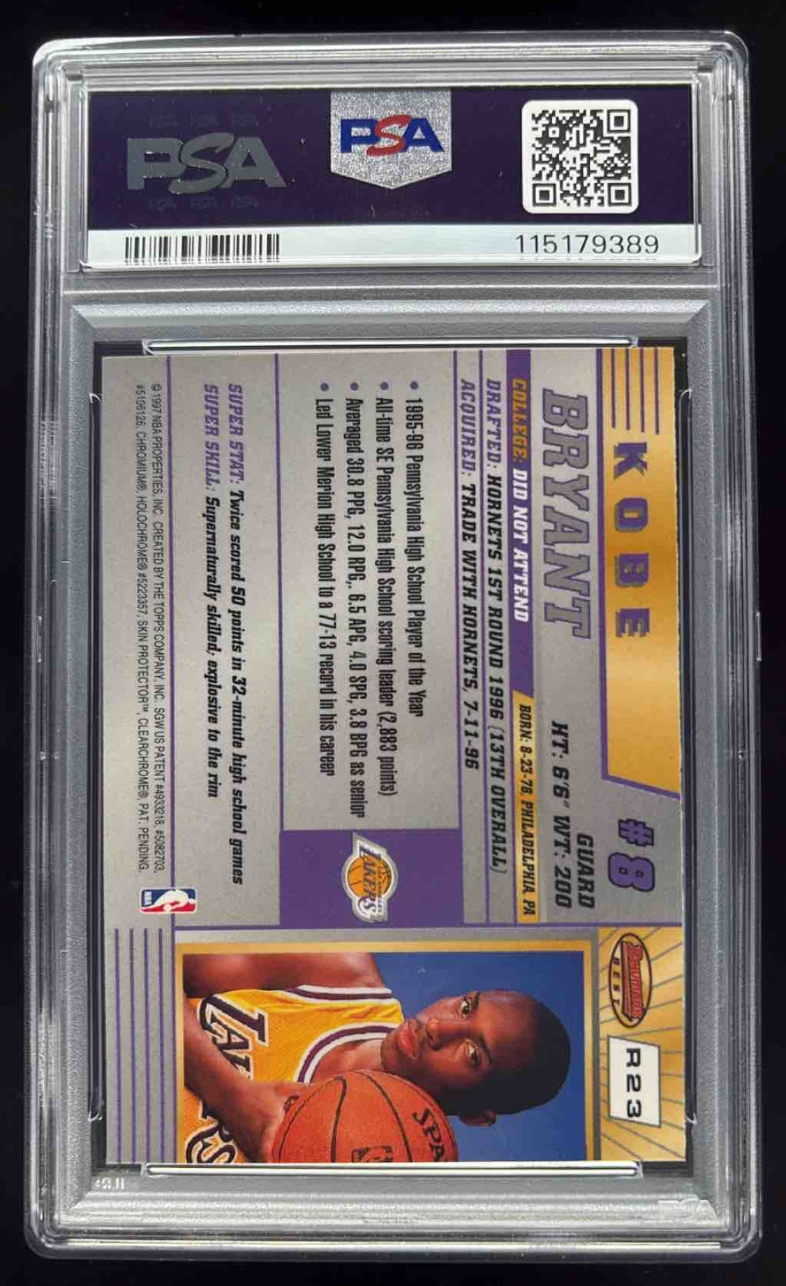 1996-97 Bowman 's Best #R23 Kobe Bryant RC PSA 7 – Burbank Cards
