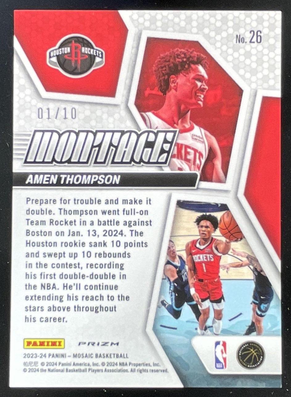 2023-24 Panini Mosaic Montage Mosaic Gold #26 Amen Thompson RC /10