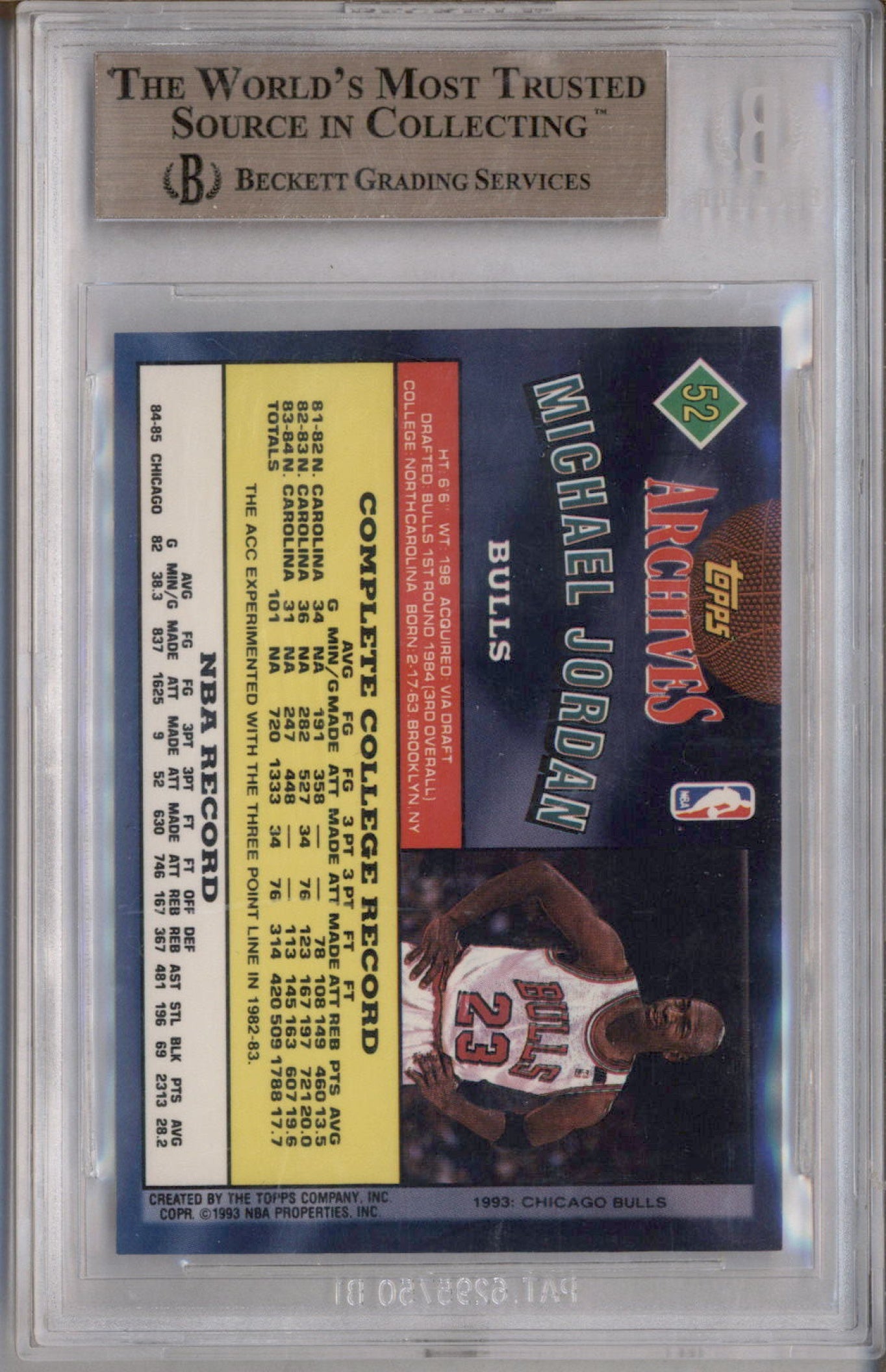 1992-93 Topps Archives #52 Michael Jordan BGS 9.5 – Burbank