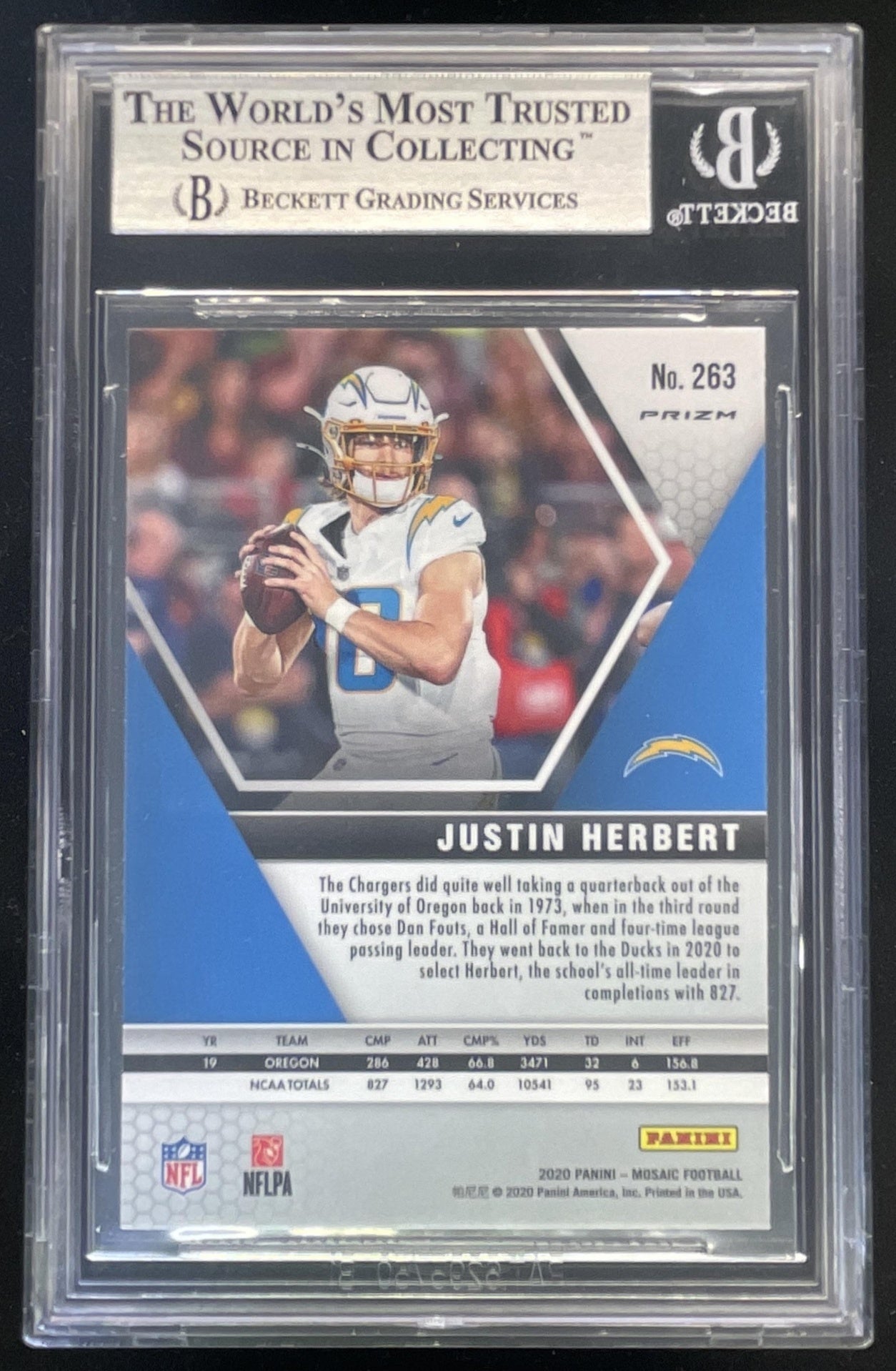 2020 Panini Mosaic Prizm Reactive Orange #263 Justin Herbert RC