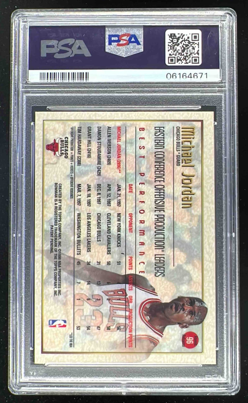 1997-98 Bowman 's Best Atomic Refractors #96 Michael Jordan PSA 9