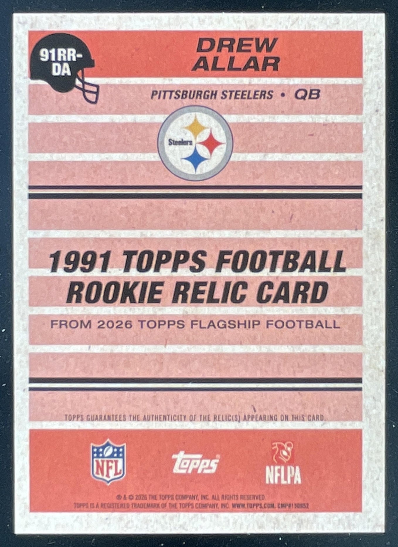 2026 Topps 1991 Topps Rookie Relic #91RR-DA Drew Allar RC