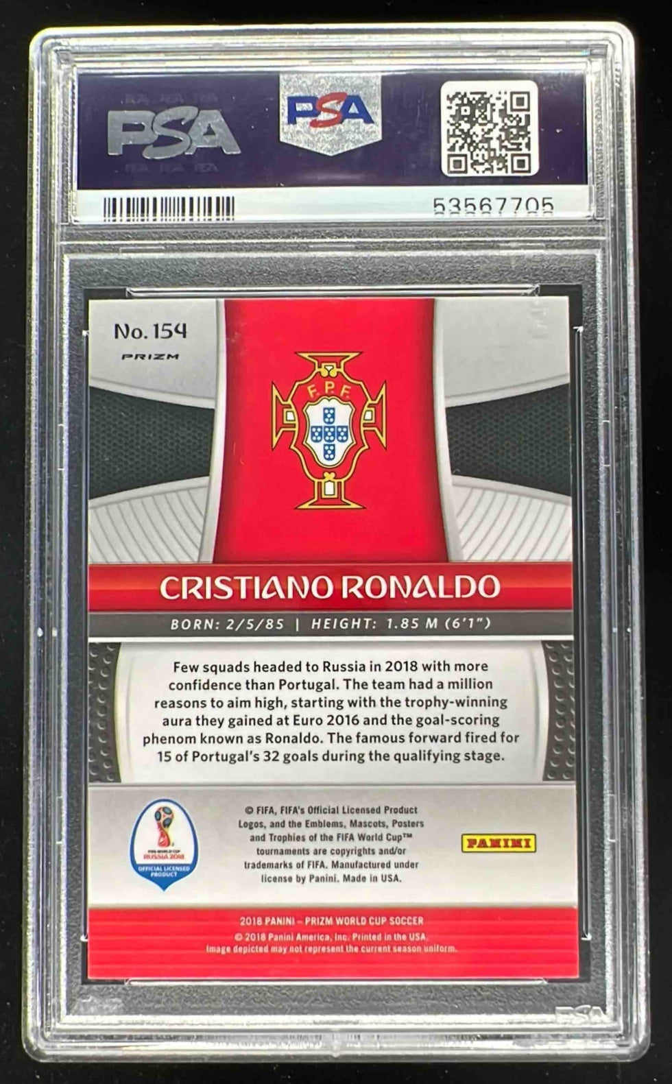 2018 Panini Prizm World Cup Silver Prizm #154 Cristiano Ronaldo